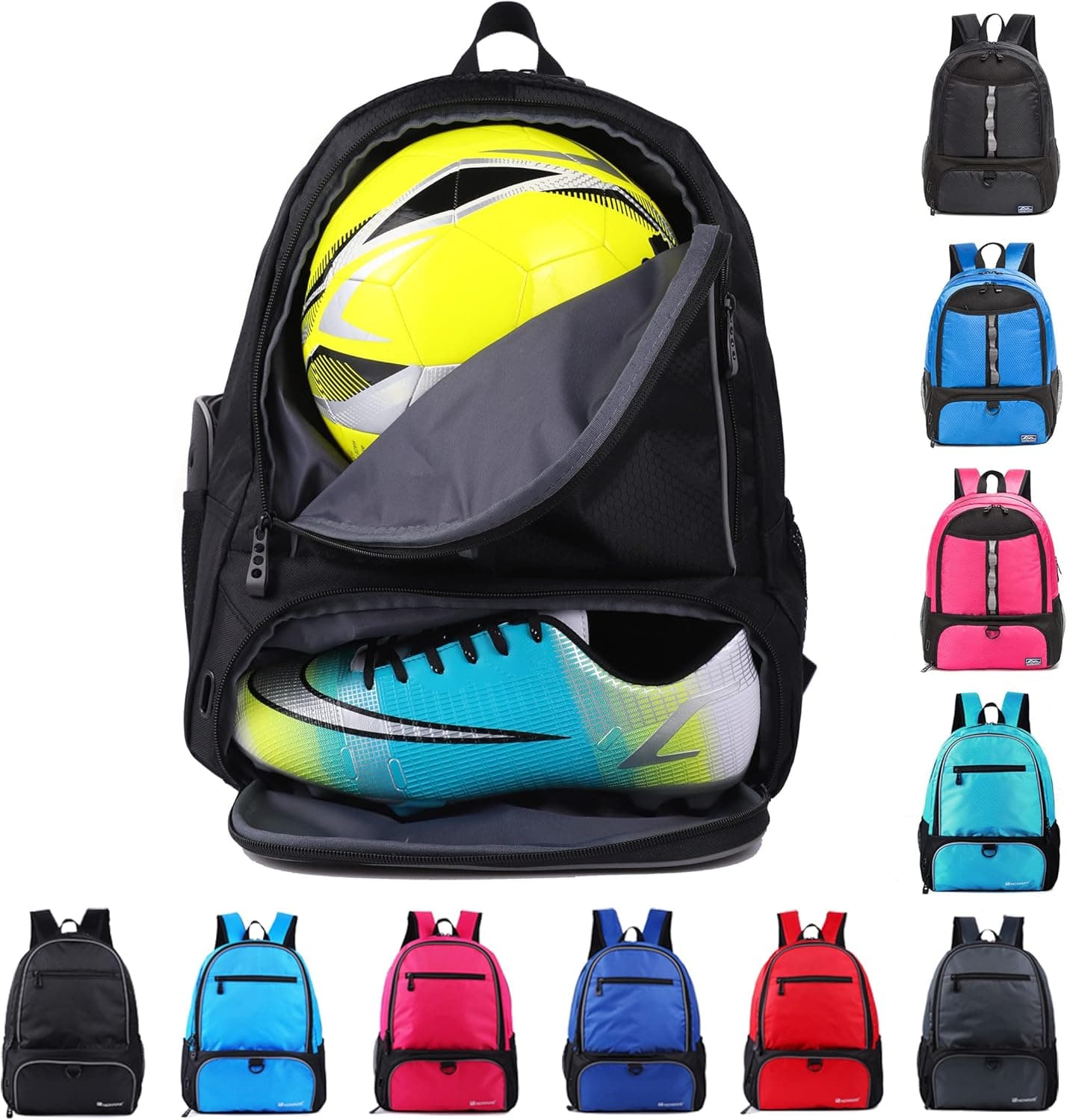NDNNXE Youth Soccer Bags- Boys Girls Soccer Backpack & Bags for Basketball, Volleyball & Football with Ball Compartment -All Sports Bag Gym