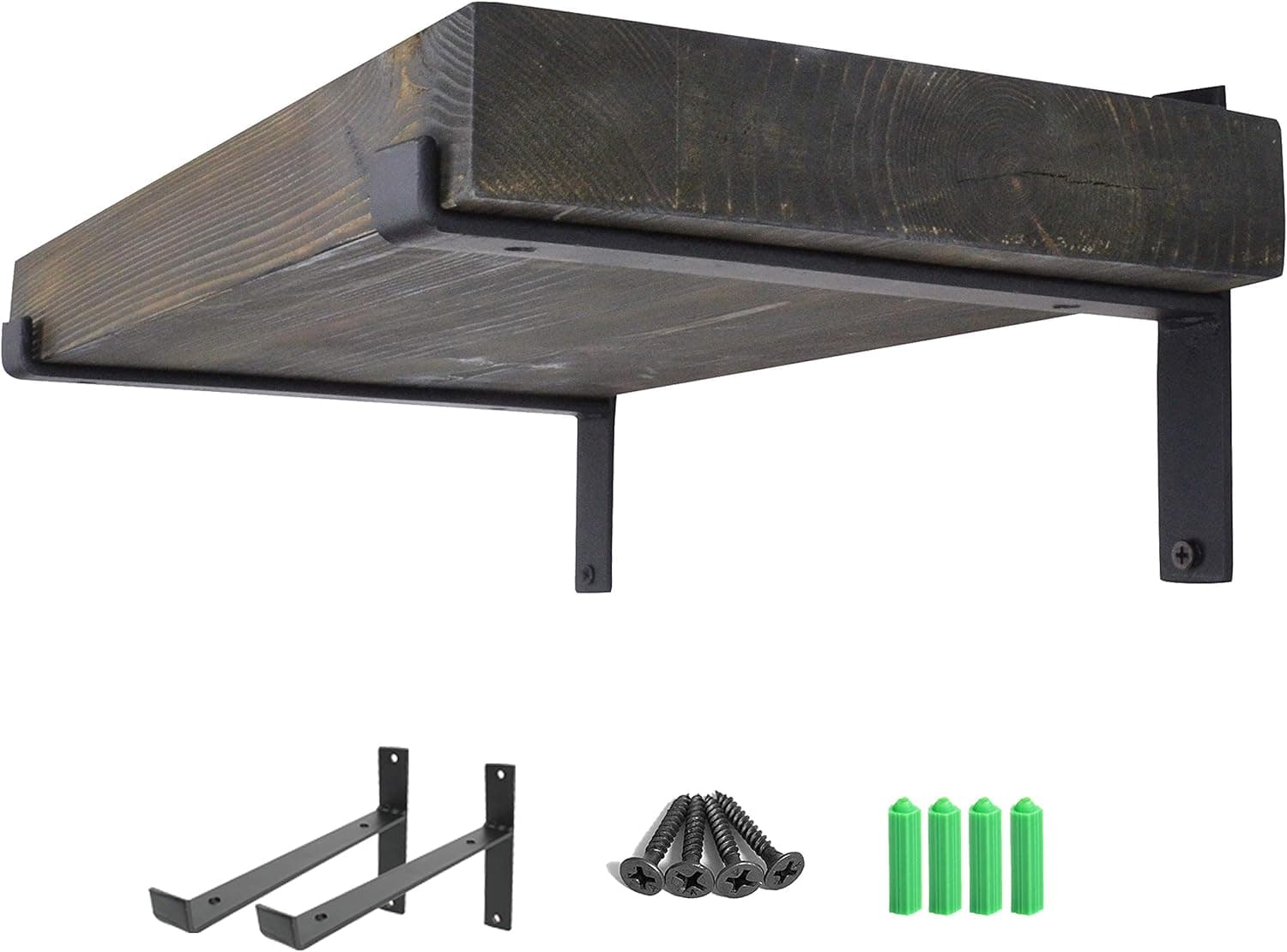 AddGrace 2 Pack Lip Brackets Black Iron Floating Shelf Industrial Decorative Shelf Wall Brackets (Black) 8"