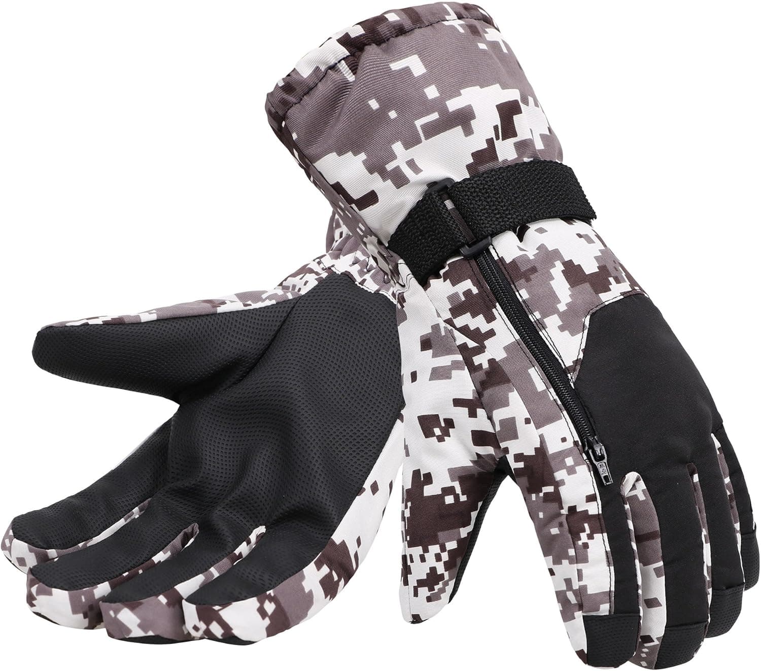 Simplicity Men's Thinsulate Lined Waterproof Winter Ski Gloves,S,Black Camo