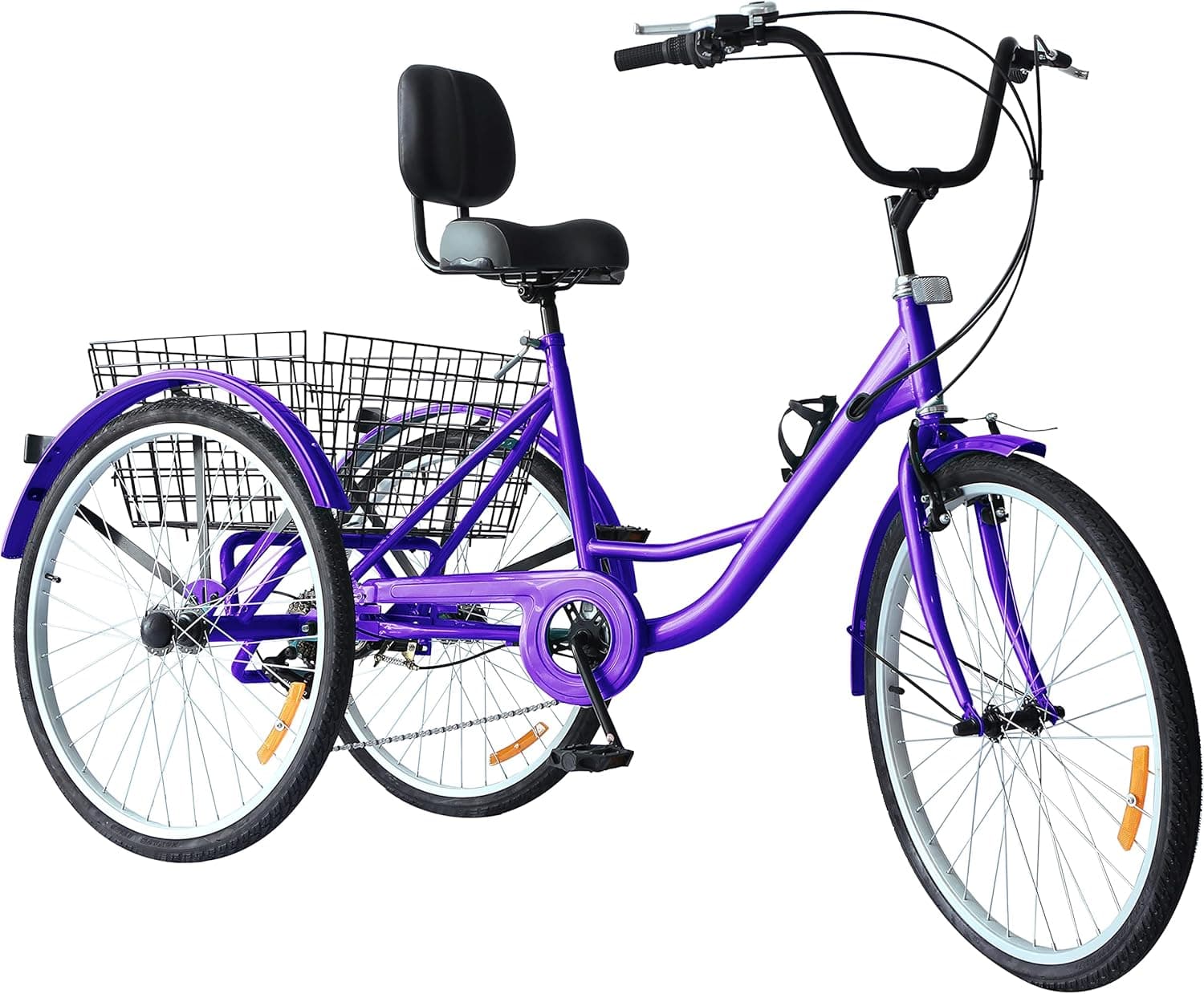 Hangnuo Adult Tricycles 7 Speed, Adult Tricycle Trikes 20/24/26 inch 3 Wheel Bikes, Three-Wheeled Bicycles Cruise Trike with Shopping Basket for Seniors Men Womens