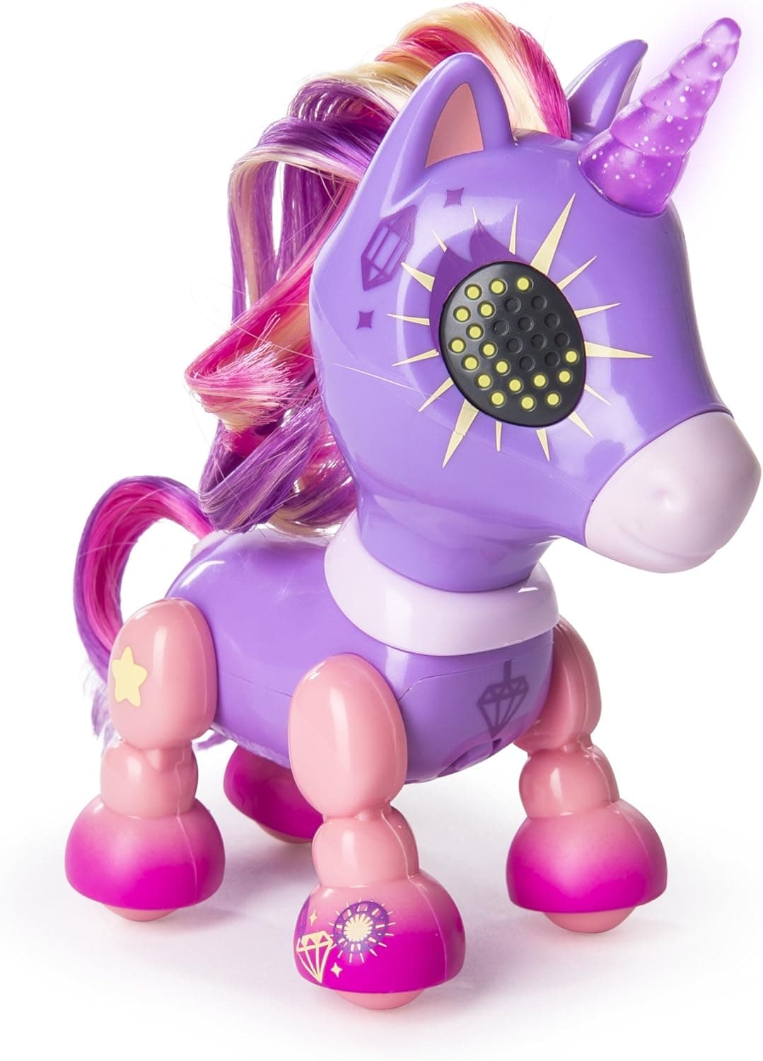 Zoomer - Zupps Tiny Unicorns, Crystal, Interactive Unicorn with Light-up Horn, for Ages 4 and Up