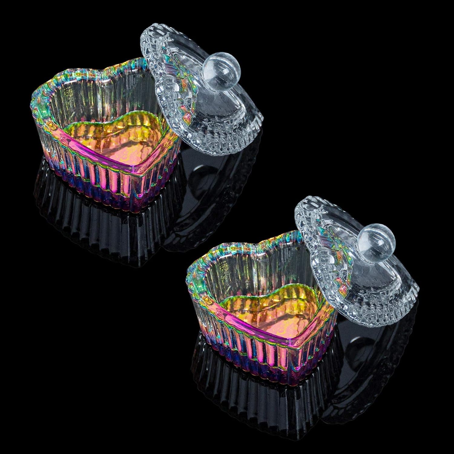 Nail Art Glass Dappen Dish - Buqikma Glass Crystal Cup with Lid 2PCS Acrylic Powder Holder Nail Crystal Bowl Glass Liquid Bowl Dappen Dish for Nail Art Manicure