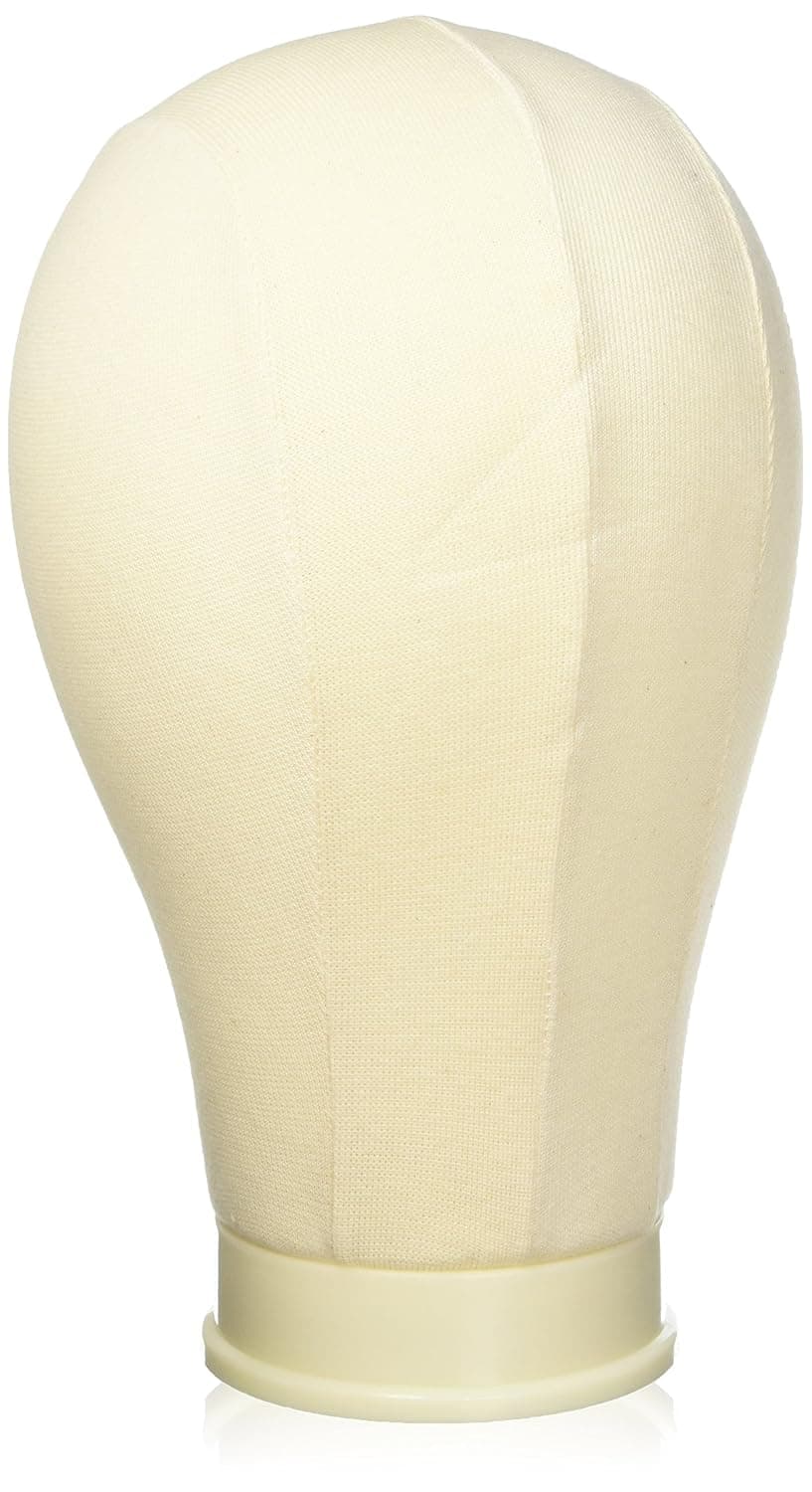 Cork Canvas Block Head Mannequin Wig Display Style Dry Dye with Mount Hole Circumference 24" Wig Head Stand Beige Color