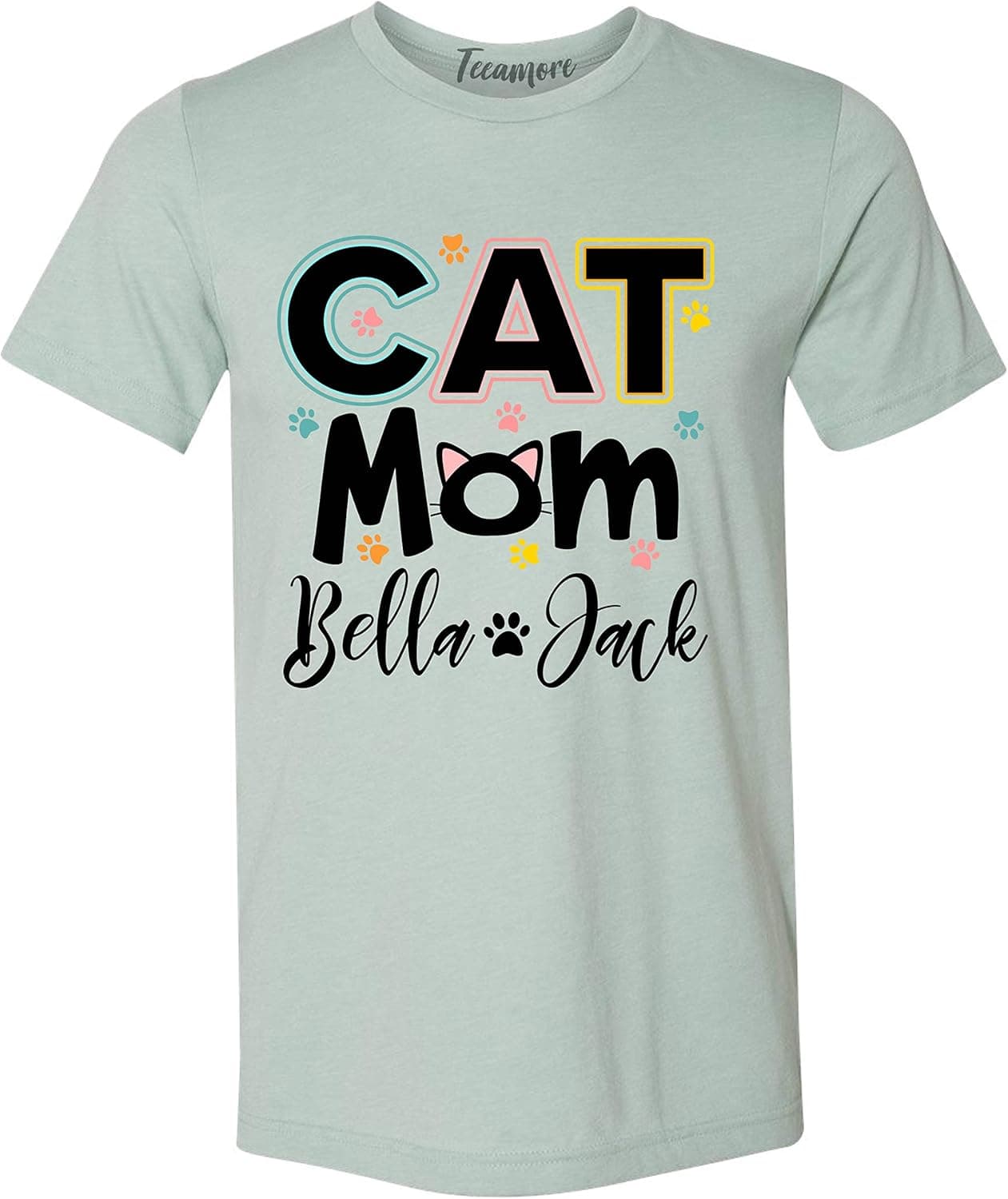 Mothers Day Cat Mom Custom Shirt Women Cute Cat Paw Graphic Cat Lovers V Neck T-Shirt