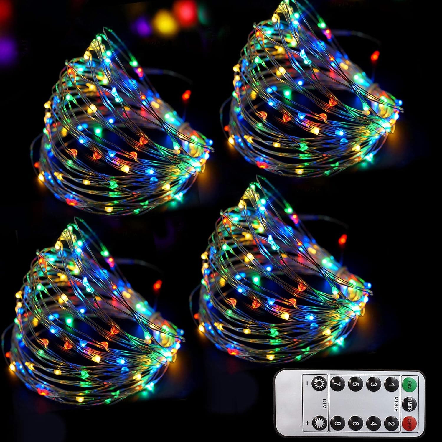 Bright Zeal 66 Ft 200 LED Multi Colored Fairy Lights Battery Operated with Remote Timer - 8 Mode Starry String Lights Multicolor Outdoor Waterproof - Colorful Long Fairy String Lights Color Changing