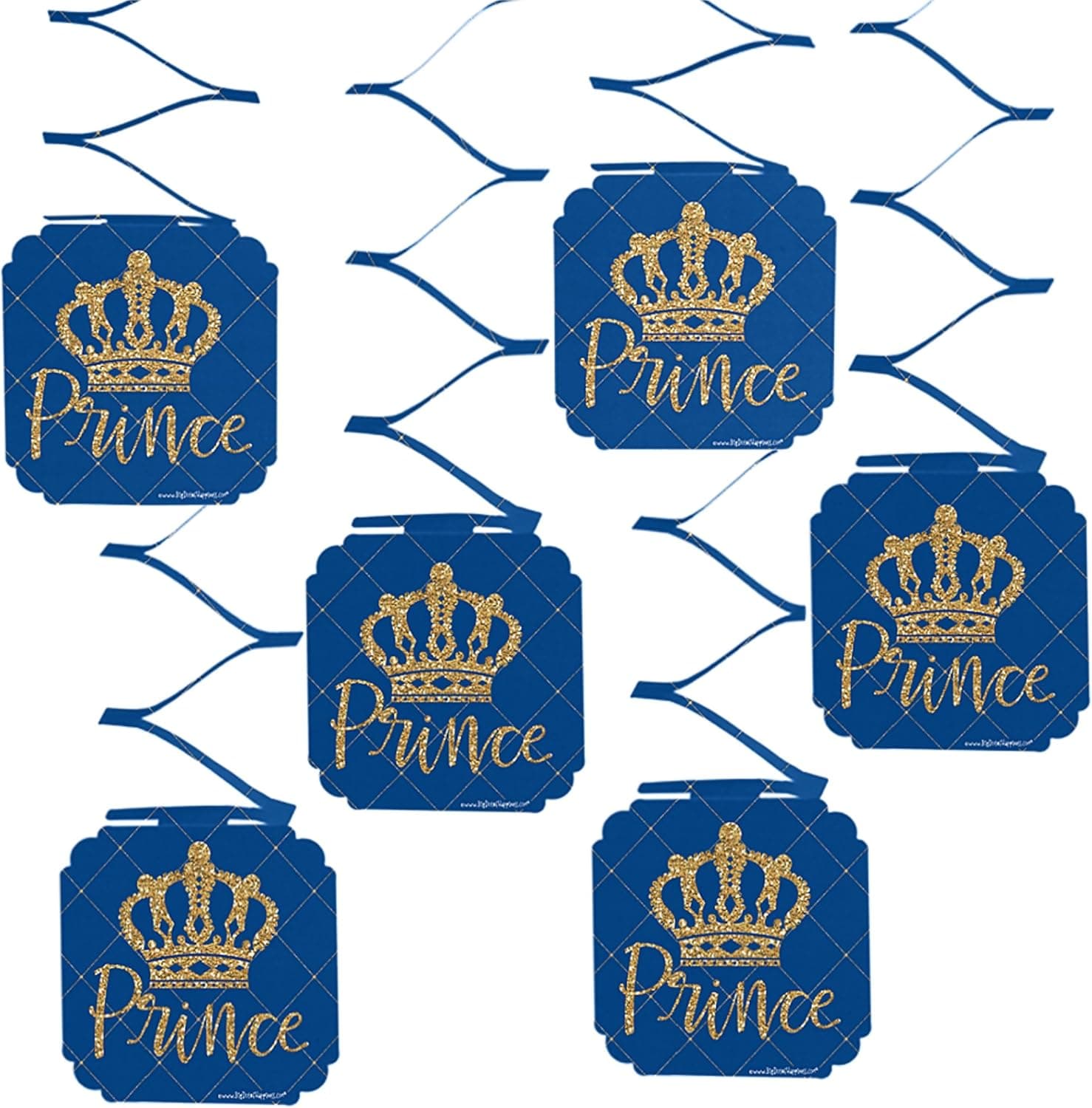 Big Dot of Happiness Royal Prince Charming - Baby Shower or Birthday Party Hanging Decorations - 6 Count