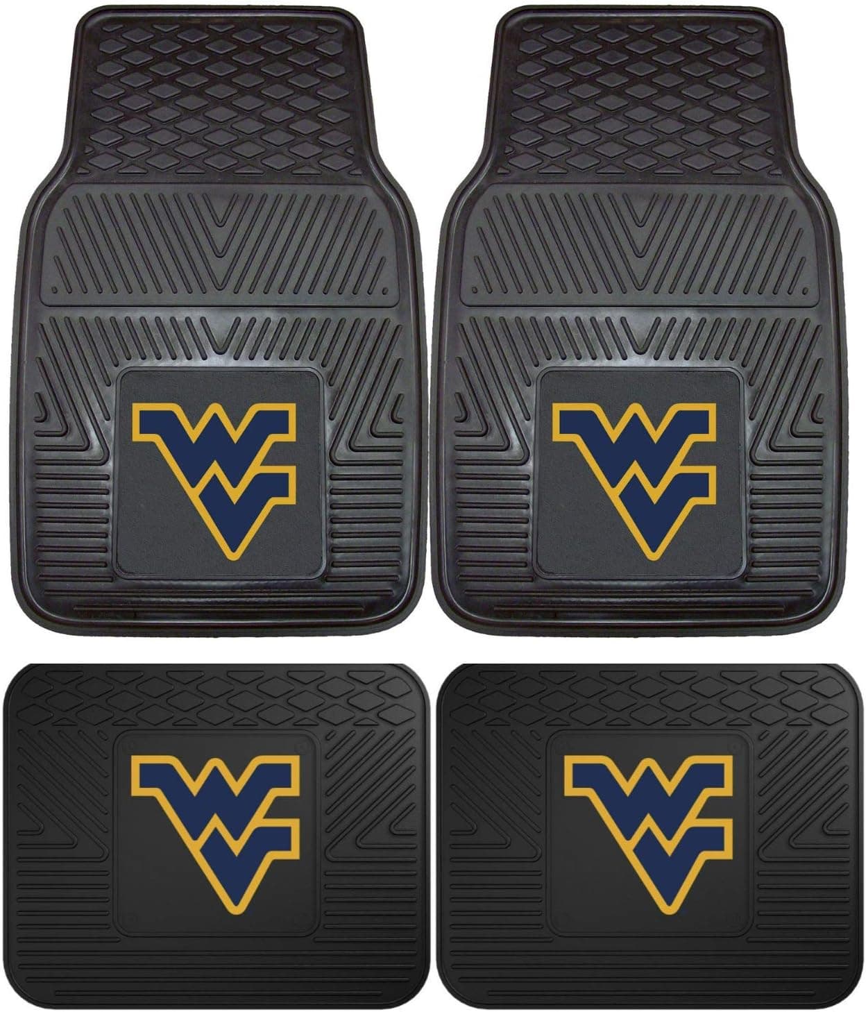 West Virginia Mountaineers NCAA 4pc Floor Mat Sets (Front and Rear) - Heavy Duty-Cars, Trucks, SUVs