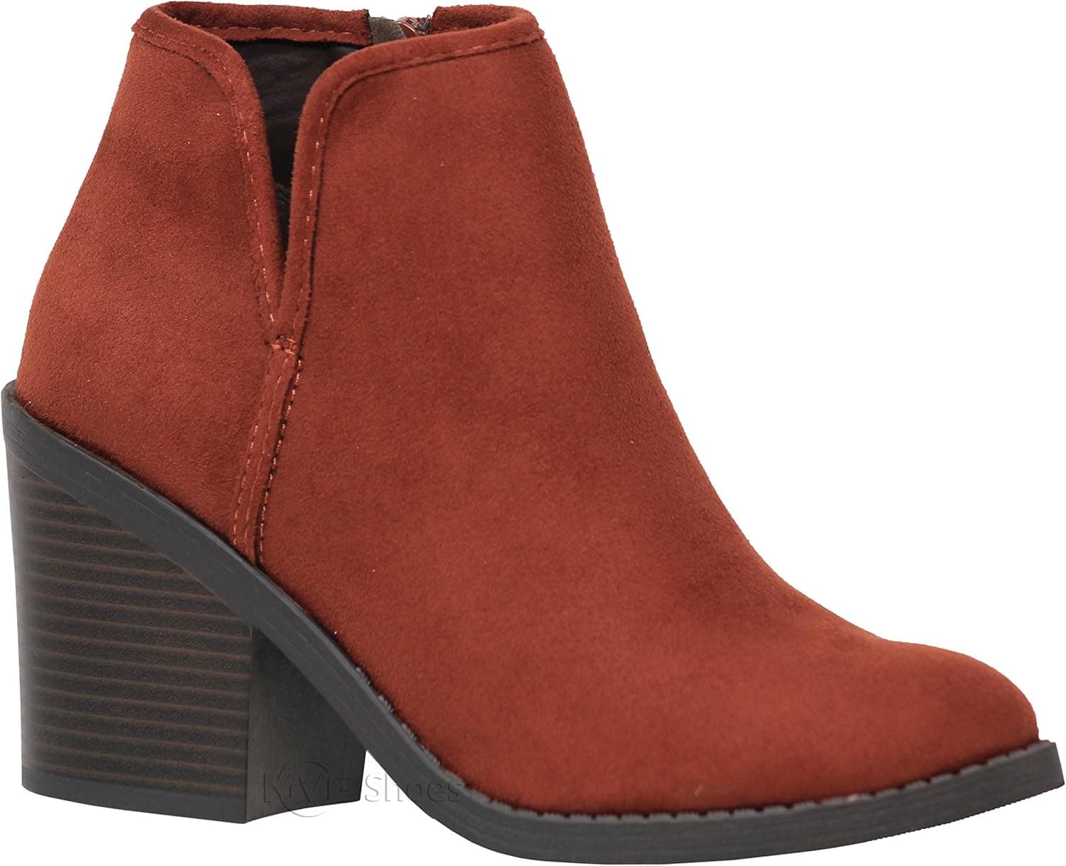 MVE Shoes Women's Open Toe Perforated Stacked Block Heel Ankle Bootie, Target Blush Su Size