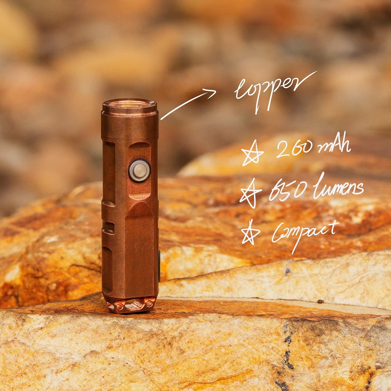 RovyVon Aurora A9 Copper Flashlights, 650 Lumens, USB Rechargeable EDC Flashlights