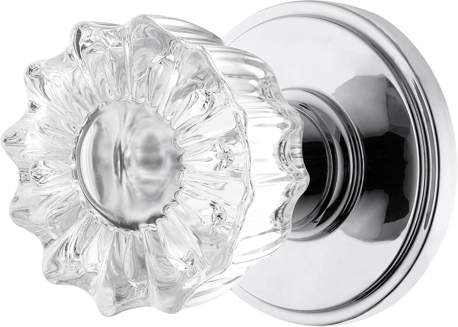Decor Living, AMG and Enchante Accessories Classic Tulip Crystal Door Knobs, Passage Function for Hall and Closet, Athena Collection, DK08C POC, Polished Chrome