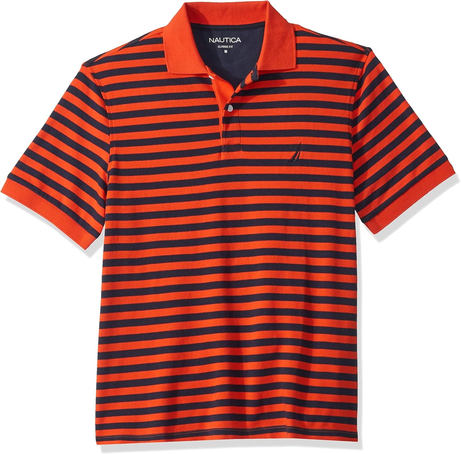 Nautica Men's Classic Fit 100% Cotton Soft Short Sleeve Stripe Polo Shirt
