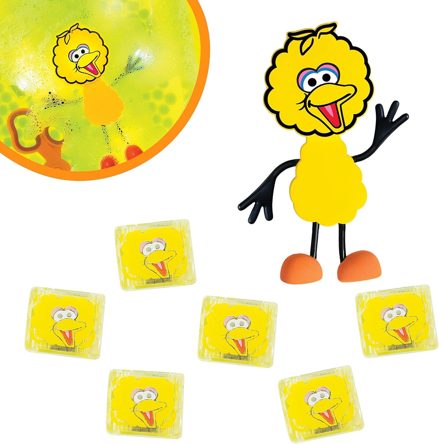 Glo Pals x Sesame Street Big Bird Water-Activated Bath Toy with 6 Reusable Light-Up Cubes for Sensory Play