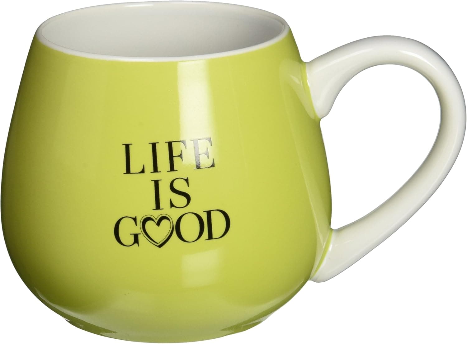 Life is Good Cheer Mom Heart Mug, Chartreuse Green