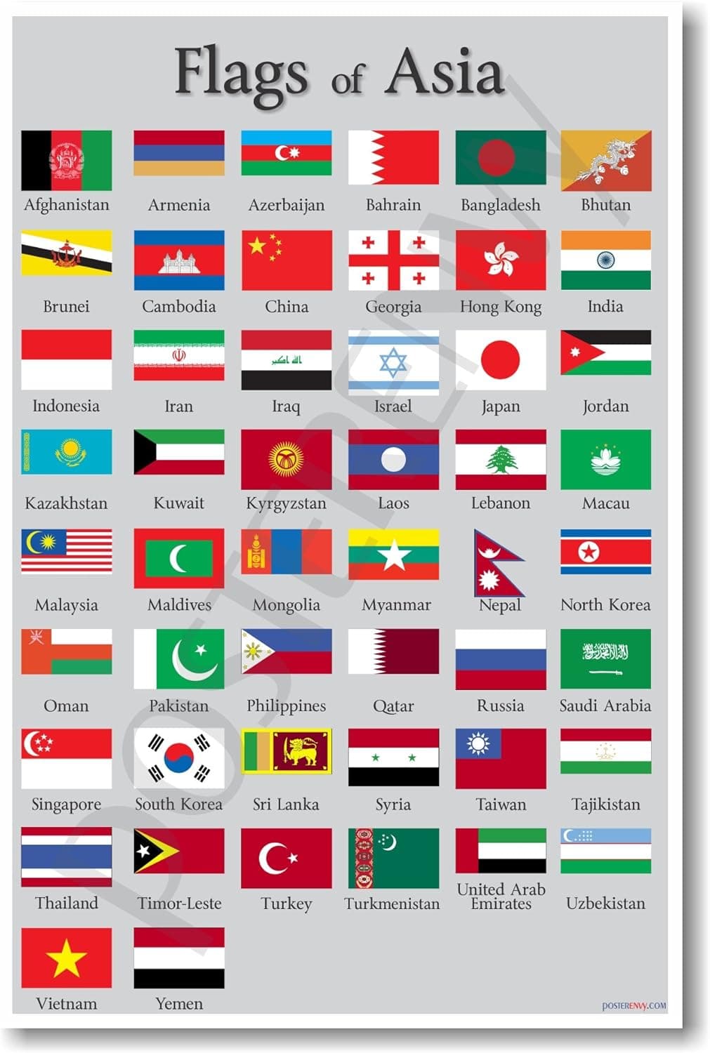 Flags of Asia - NEW World Travel Poster