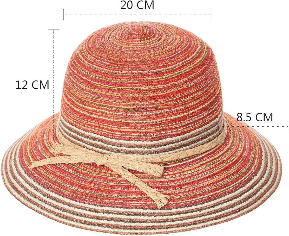 Ladies Summer Sun Hats Women Panama Straw Beach Hats Foldable Wide Brim UPF50+ Orange
