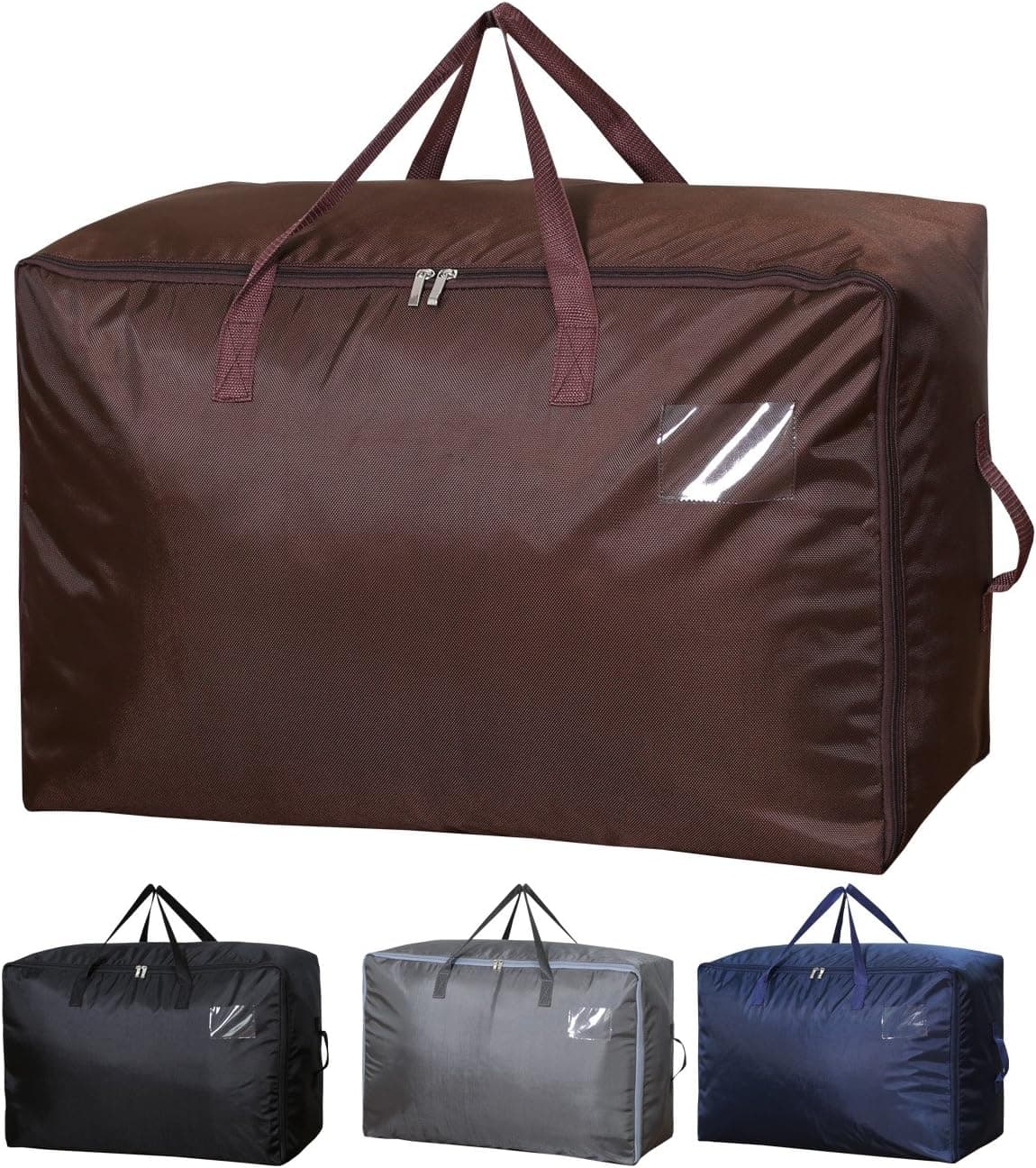 HOMESGU Sivin 100L Dust-Proof Large Storage Organizer Bags,Fabric Bedding Storage Bags for Closet,Shelves,Garage(Brown)