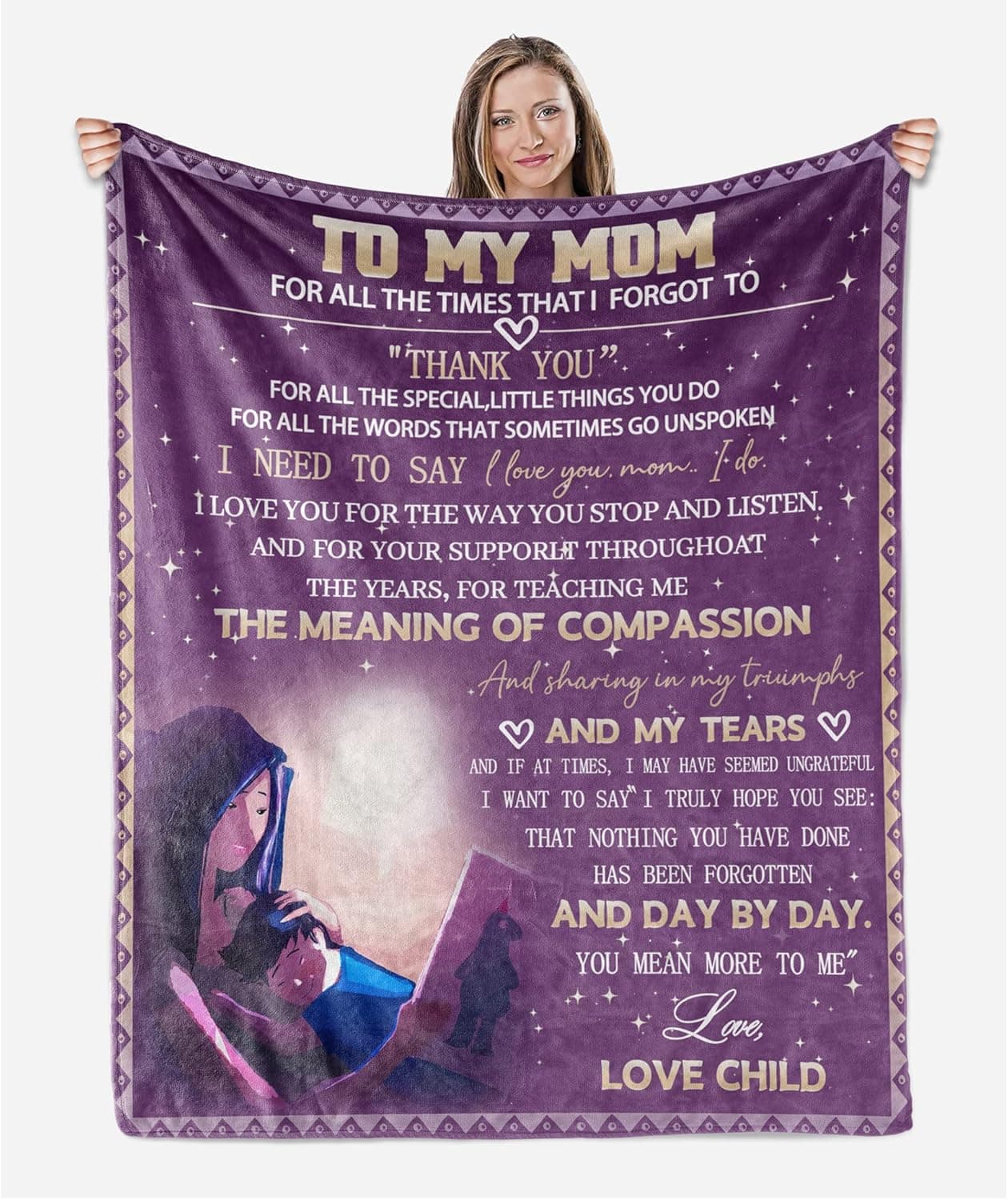 YIWIGSE to My Mom Blanket Gift, Mom Birthday Gift Idea Lightweight Microfiber Flannel Throw Blanket for Home Bed Sofa Travel 60" x 50"