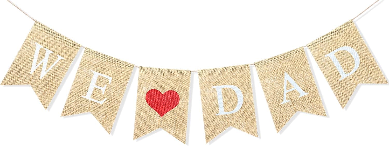 Uniwish We Love Dad Banner Burlap Bunting Rustic Papa Gift Happy Father’s Day Birthday Party Decorations for Men