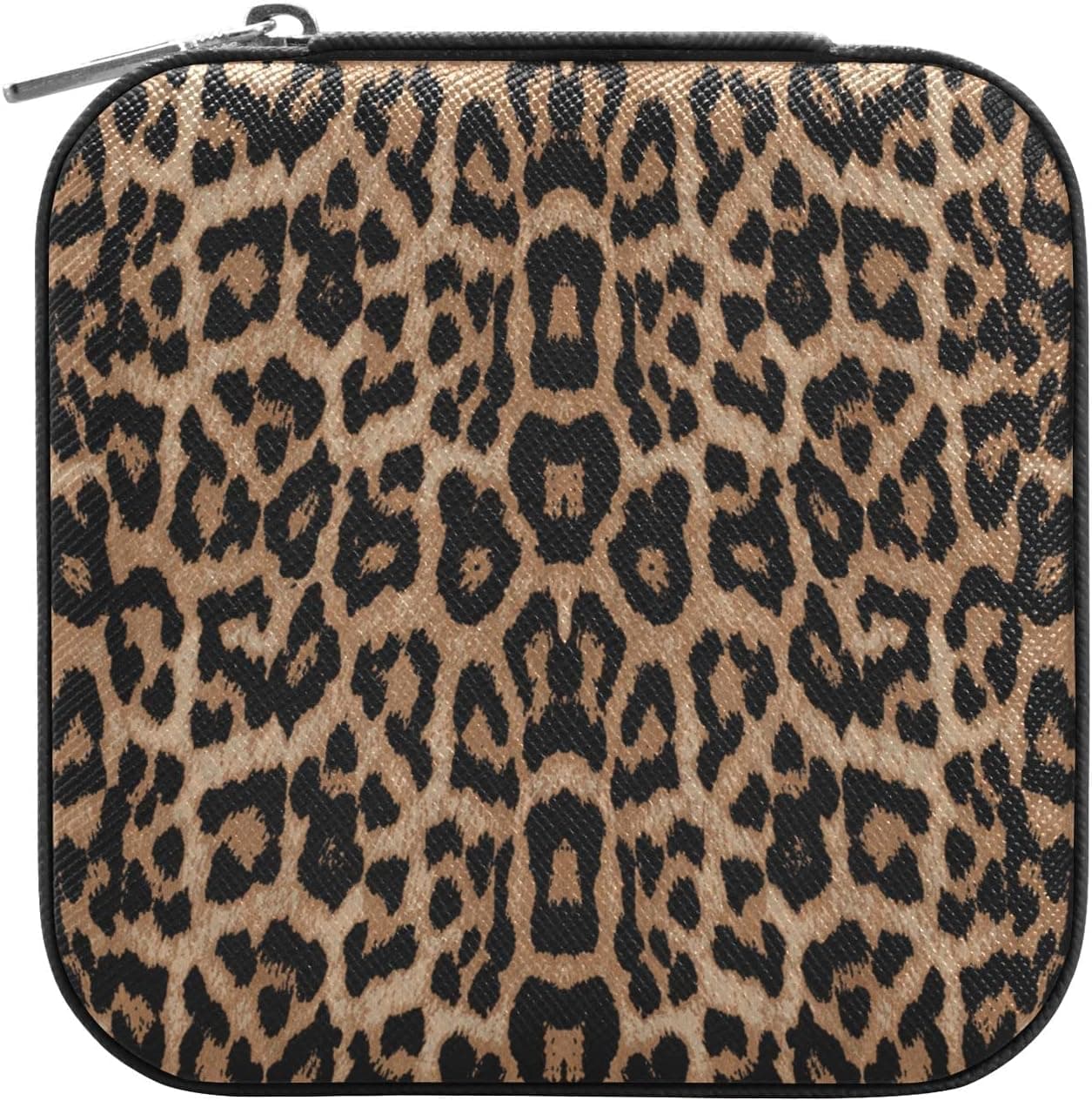 Leather Small Jewelry Box Travel Portable Jewelry Case Storage Box Cheeteh Leopard Print For Rings Earrings Necklaces