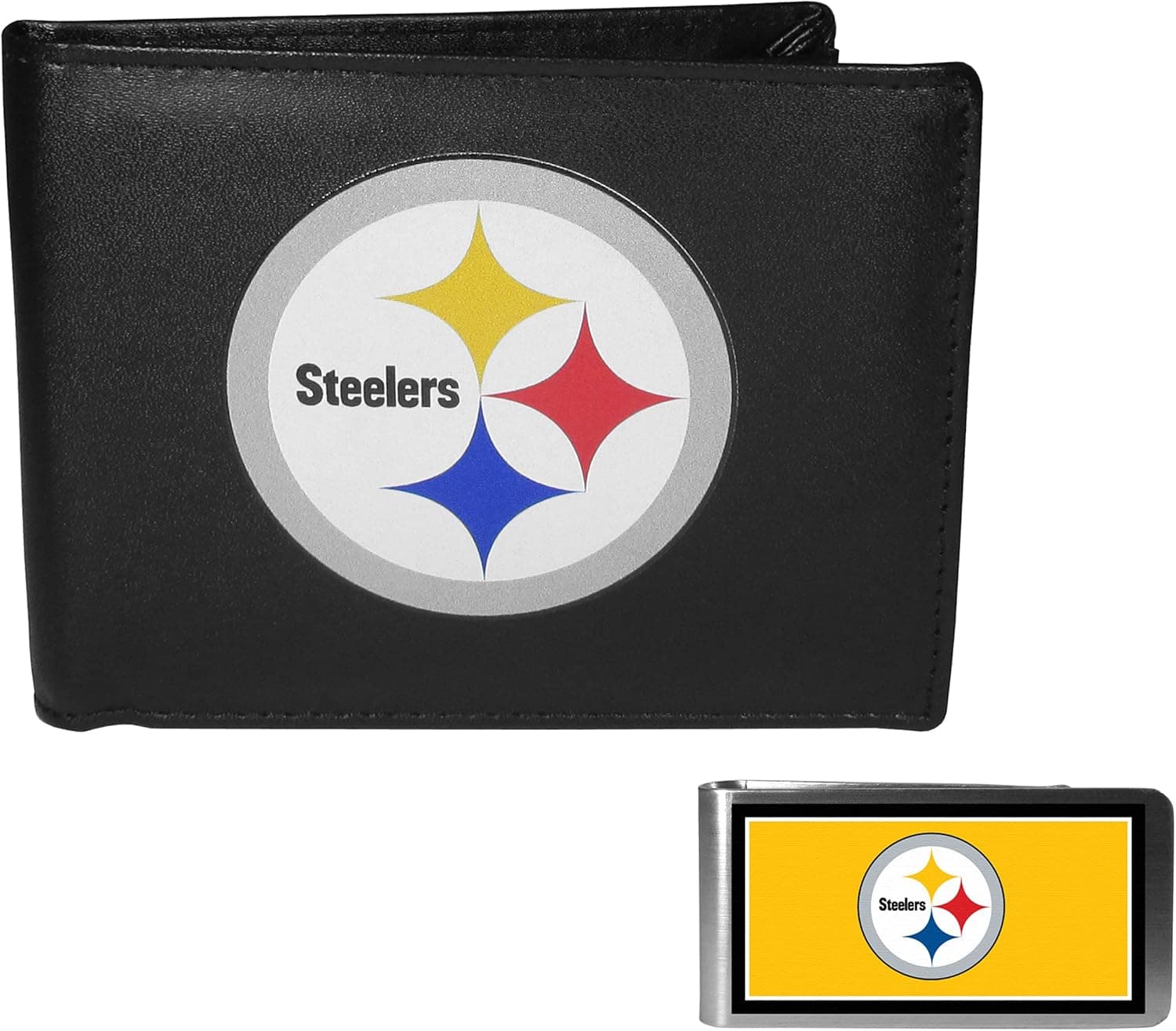 Siskiyou Sports NFL Pittsburgh Steelers Bi-fold Wallet & Color Money Clip, Black, One Size,FBIL160LMP