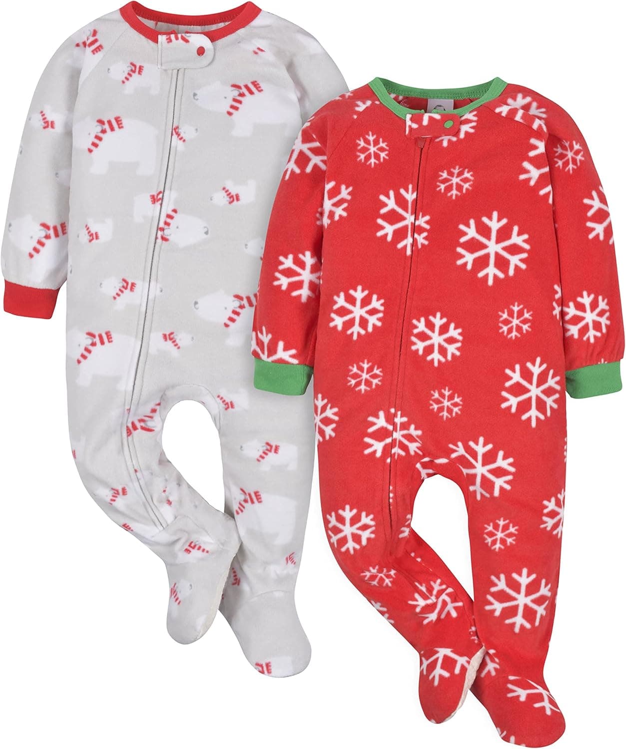 Gerber Unisex Baby Toddler Flame Resistant Fleece Footed Holiday Pajamas 2-Pack