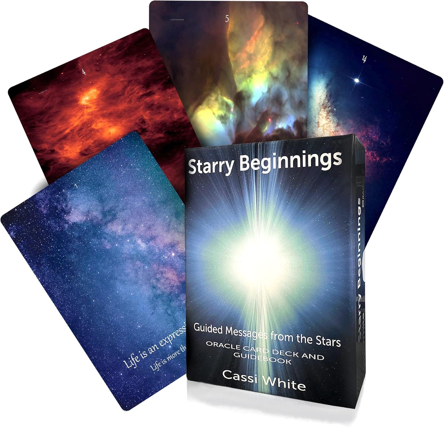 Starry Beginnings Oracle Cards | 44-Card Deck and Guidebook | Beautiful Galactic Colorful Images and divinely channeled Messages for Lovers of Oracle Cards