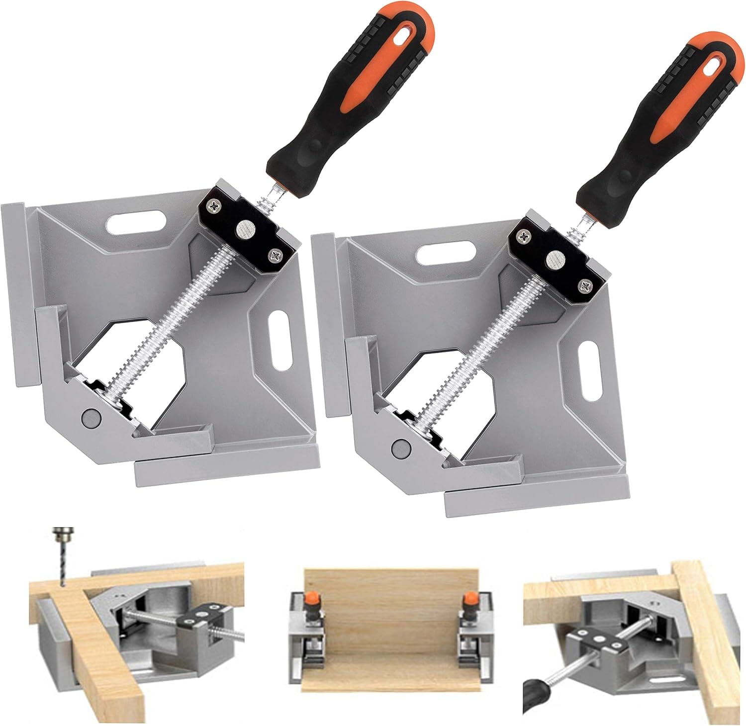 LEATBUY 90 Degree Corner Holder Welding Clamp 2pcs Right Angle Clamps , Vise Adjustable Swing Bench Tool, Perfect for Carpenter Wood-Working Engineering (Black)
