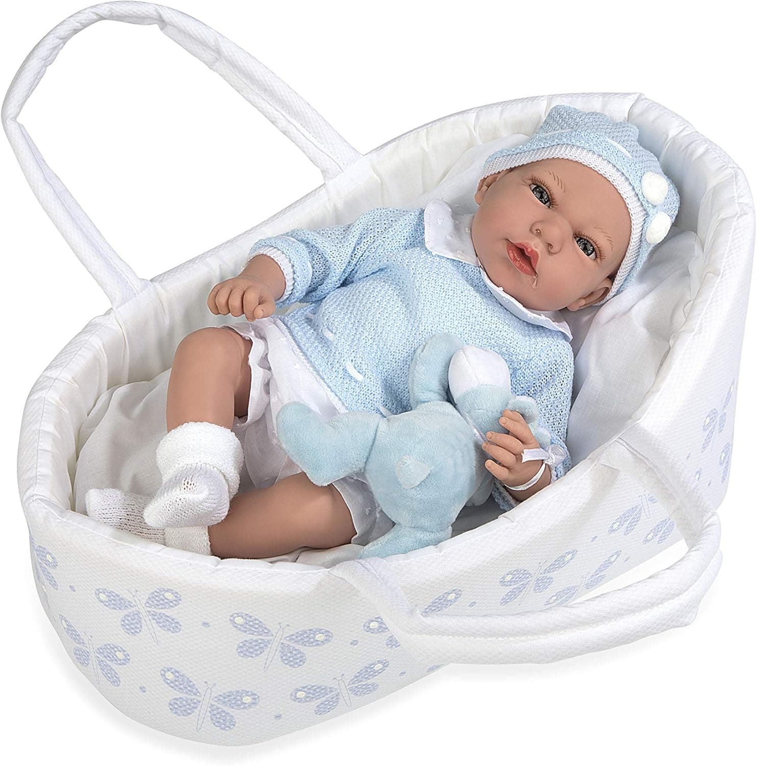 Ann Lauren Dolls 15.2 Inch Baby Doll with Bassinet- Blue