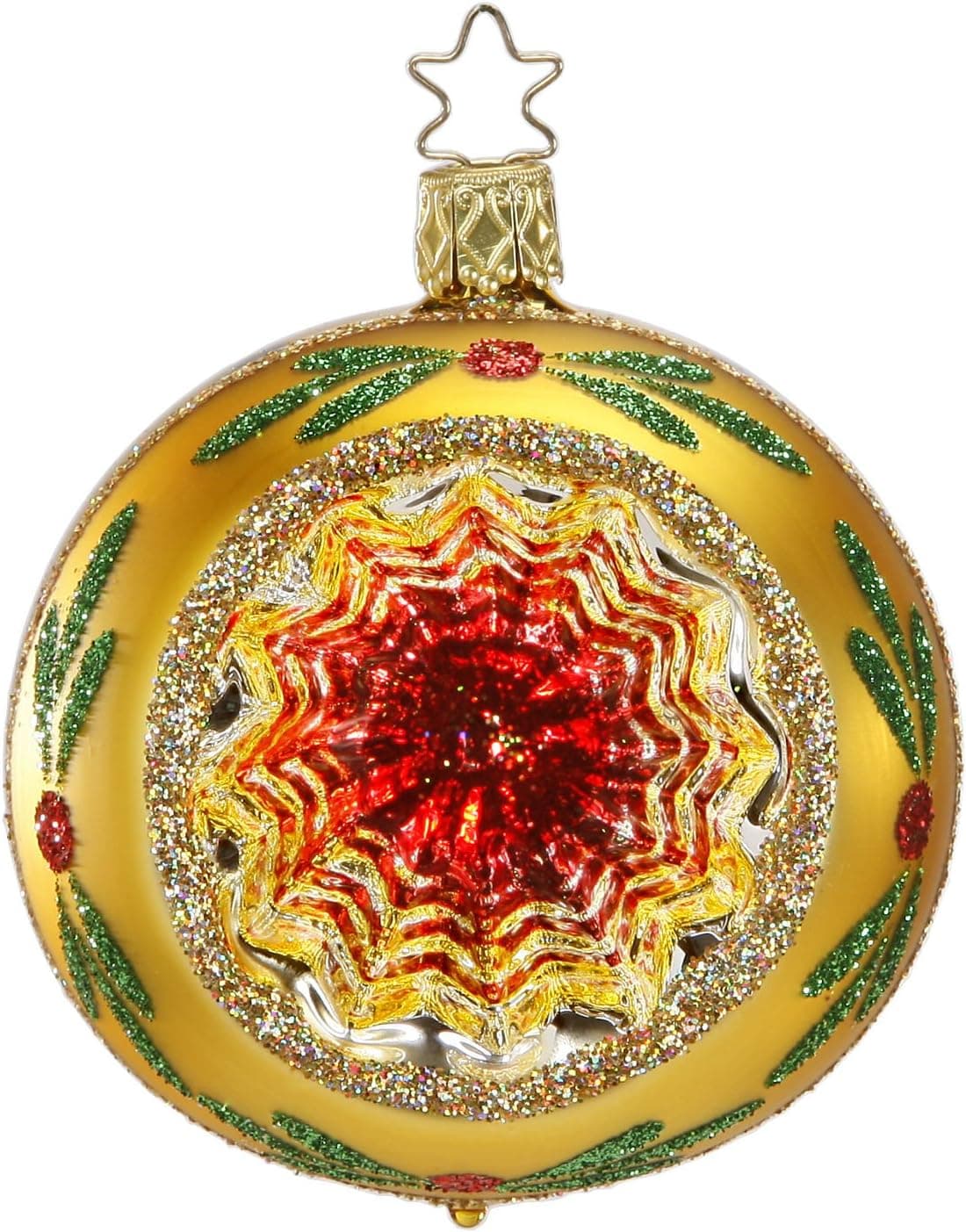 Inge Glas Reflector Ball Christmas Shine Goldish 20686R008E German Glass Ornament
