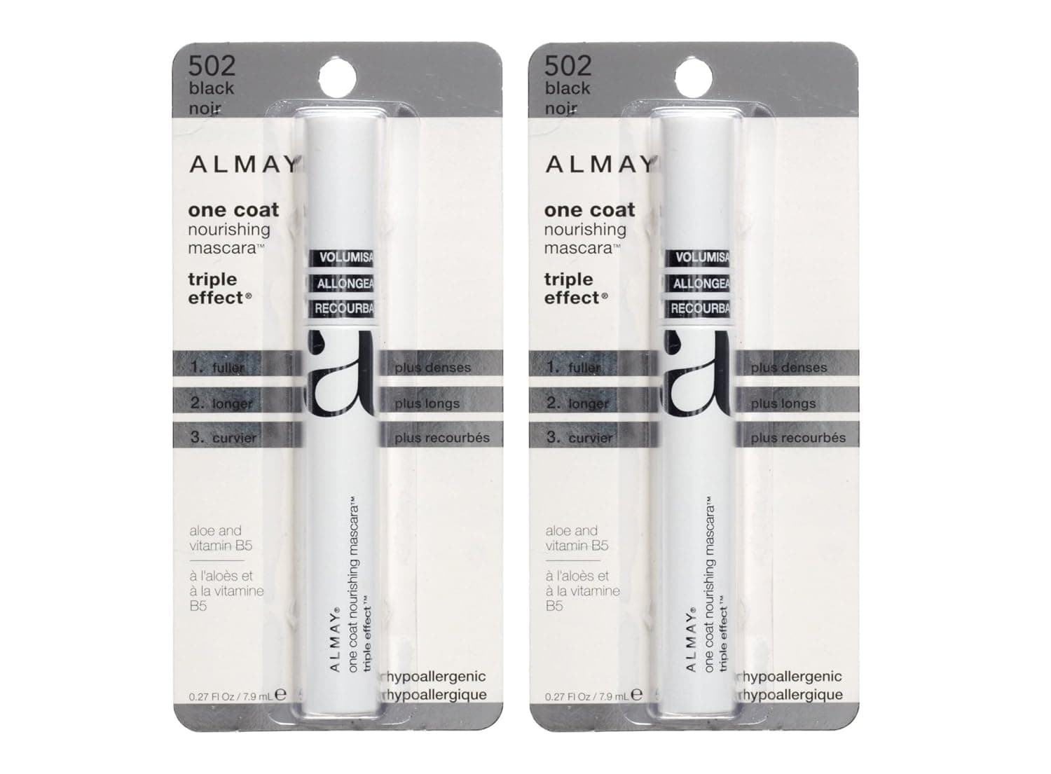 Almay One Coat Triple Effect Mascara, Black - Pack of 2