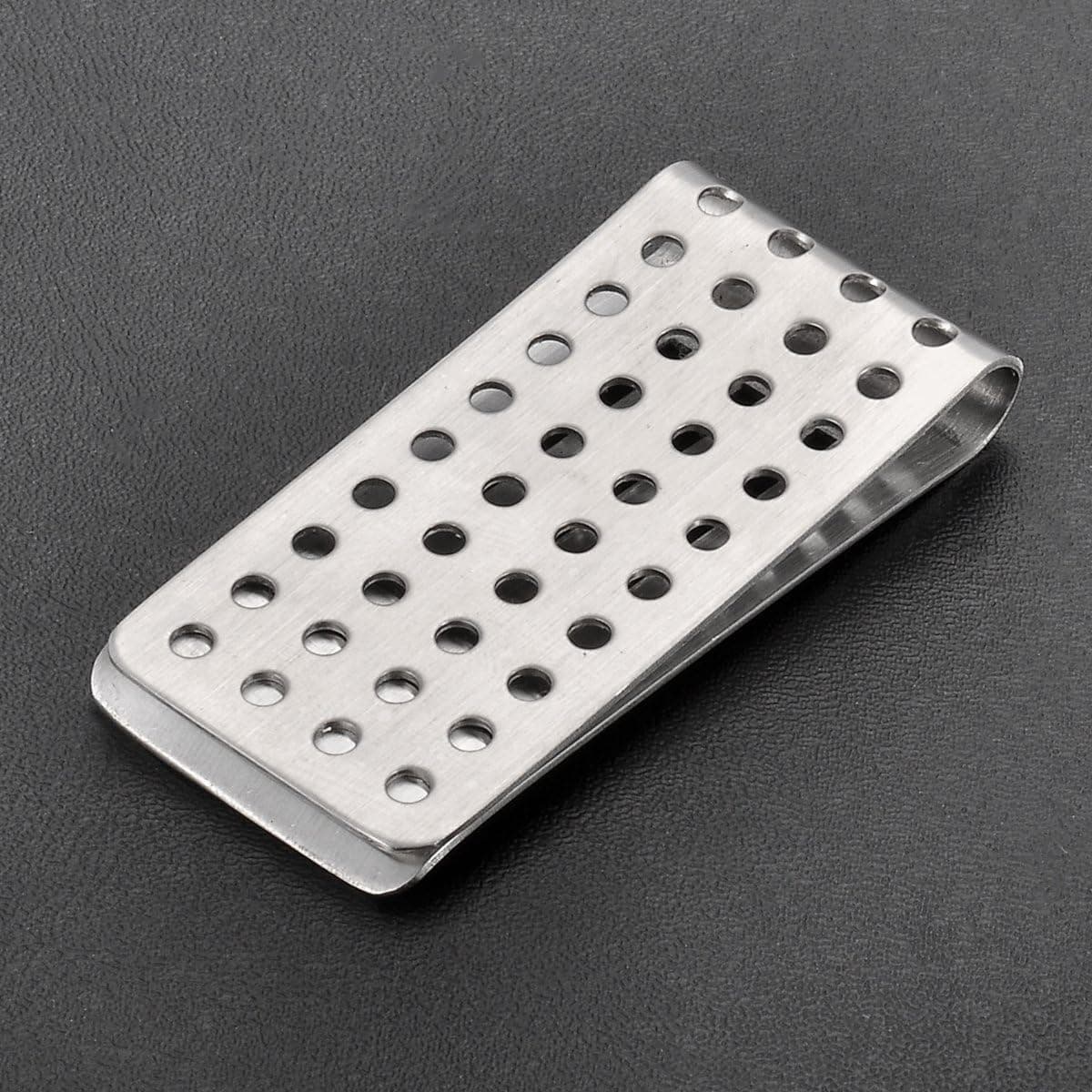HOUSWEETY Stainless Steel Hollow Money Clip Wallet Credit Card Holder