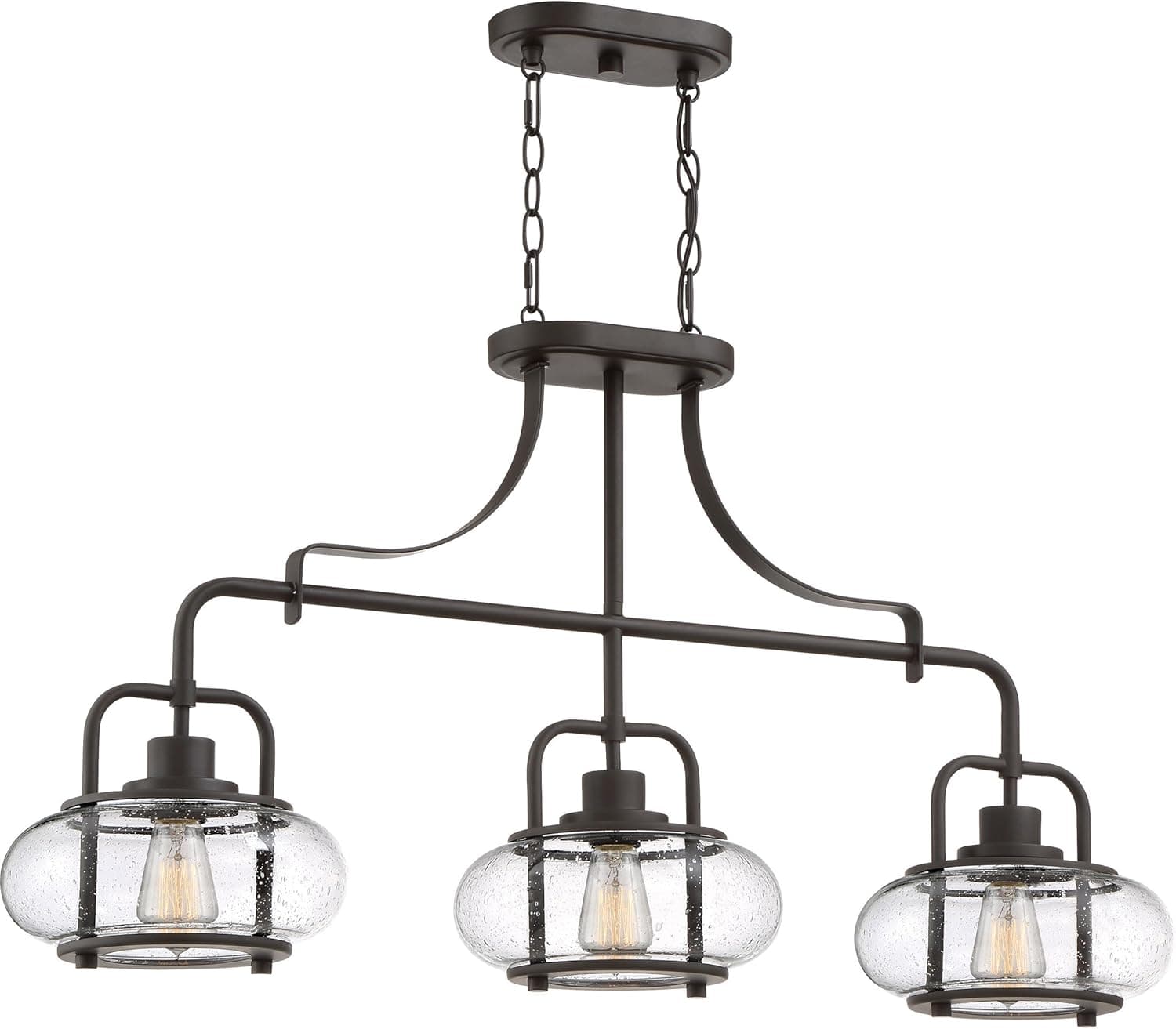 Quoizel TRG338OZ Trilogy Island Chandelier, 3-Light, 180 Watts, Old Bronze (22" H x 38" W)
