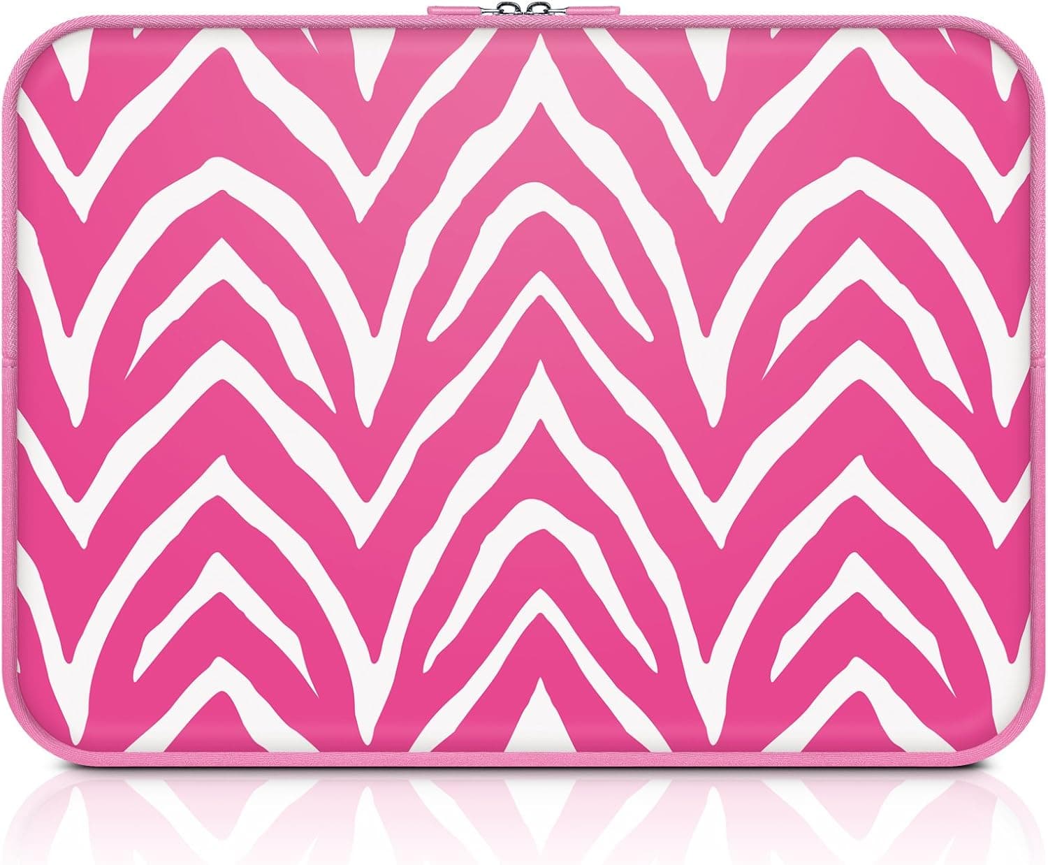 Macbeth Collection Neoprene Zipper Fashion Laptop Sleeve (15.6 Inch, Zebra Hot Pink)