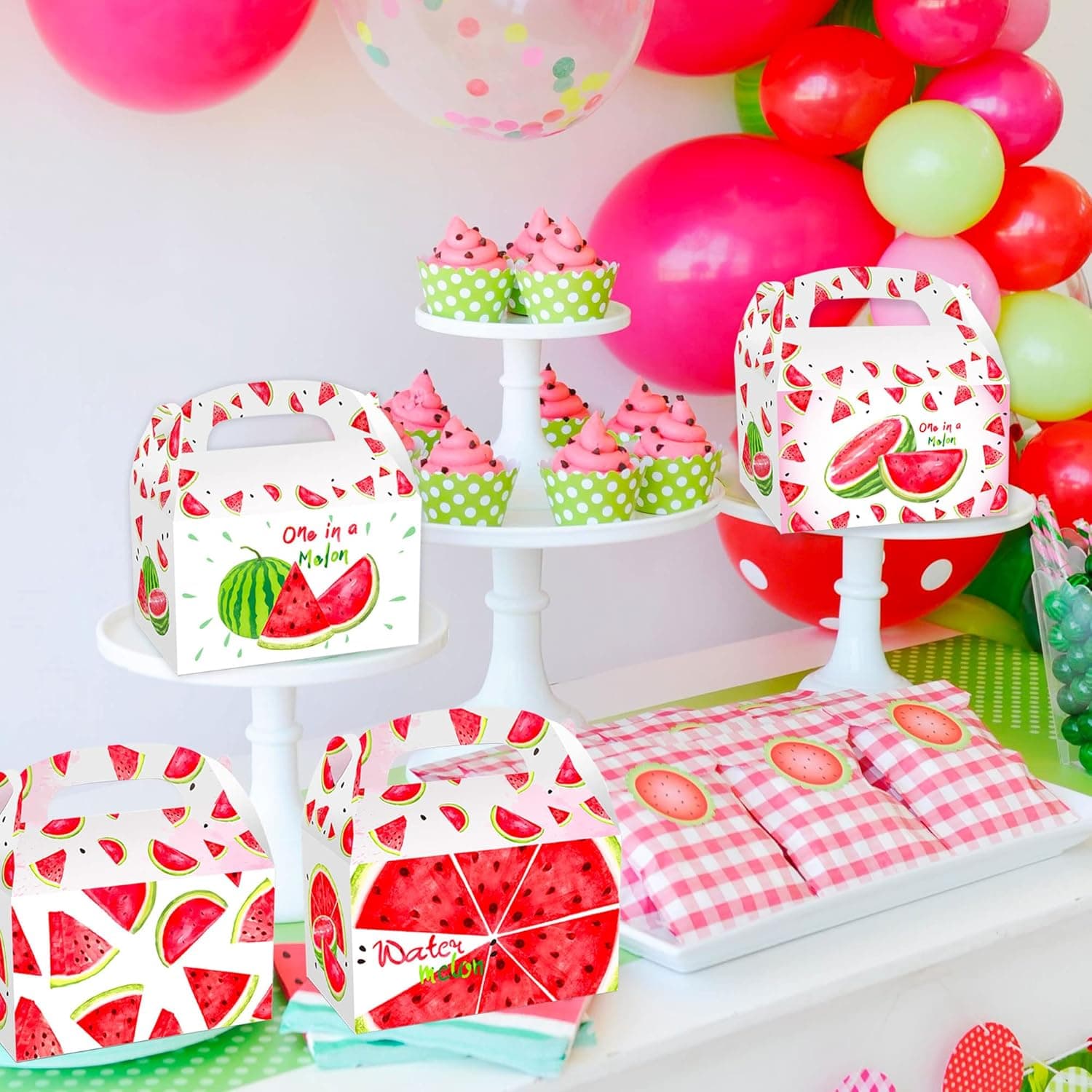 JeVenis Watermelon Party Supplies Watermelon Party Favor Boxes One in a Melon Party Supplies One in a Melon Party Favor Boxes
