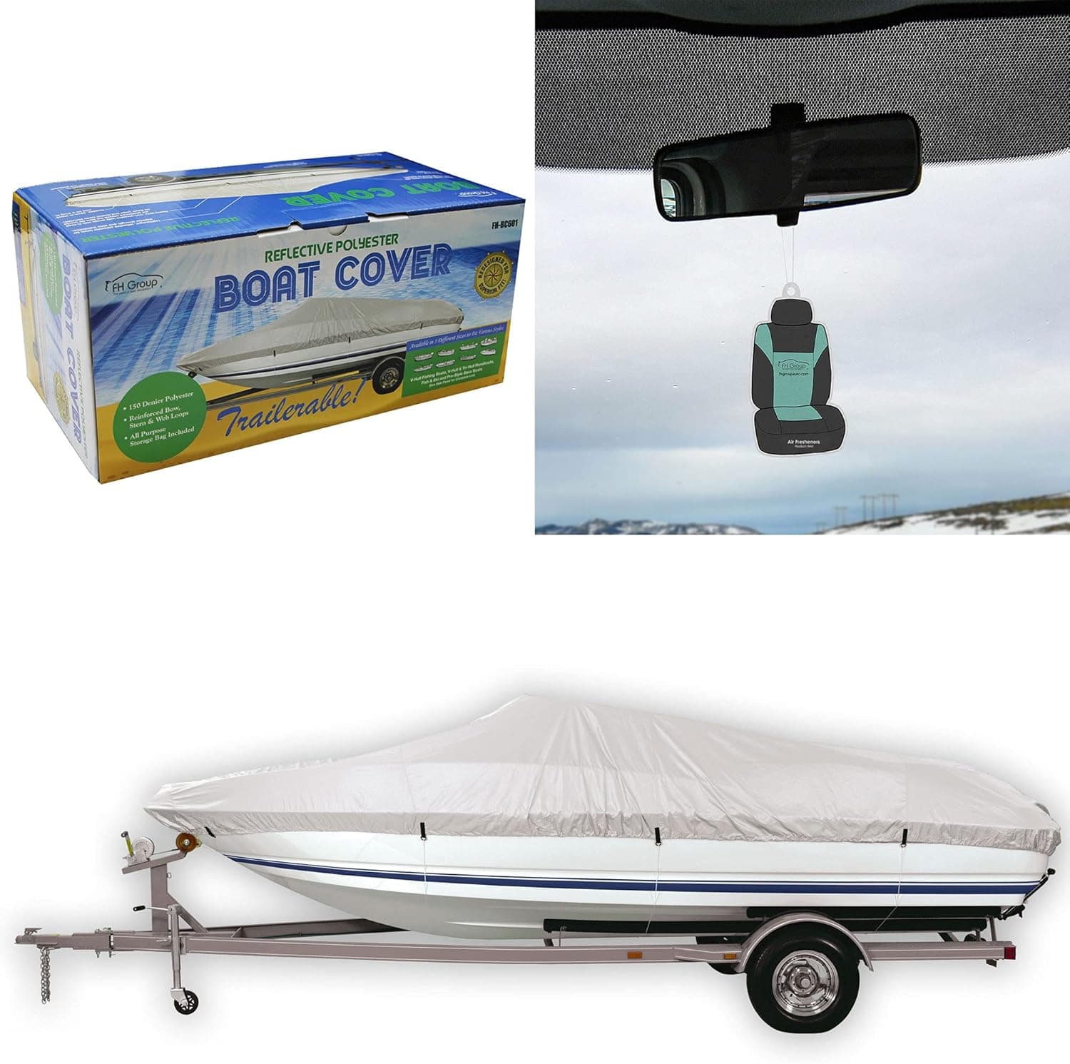 FH Group Premium Water-Proof Heavy Duty Boat Cover, Large (BC601-L)