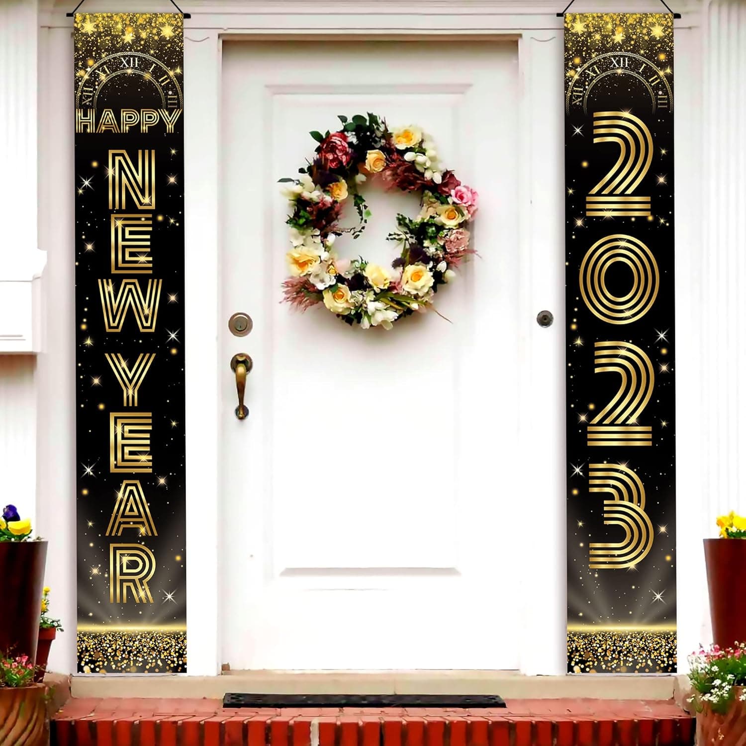 Big Happy New Year Banner 2023 - 72x12 Inch, New Year Door Sign | New Year Door Banner 2023, Happy New Year Decorations 2023 | New Year Door Hanging Decorations | New Years Eve Party Supplies 2023