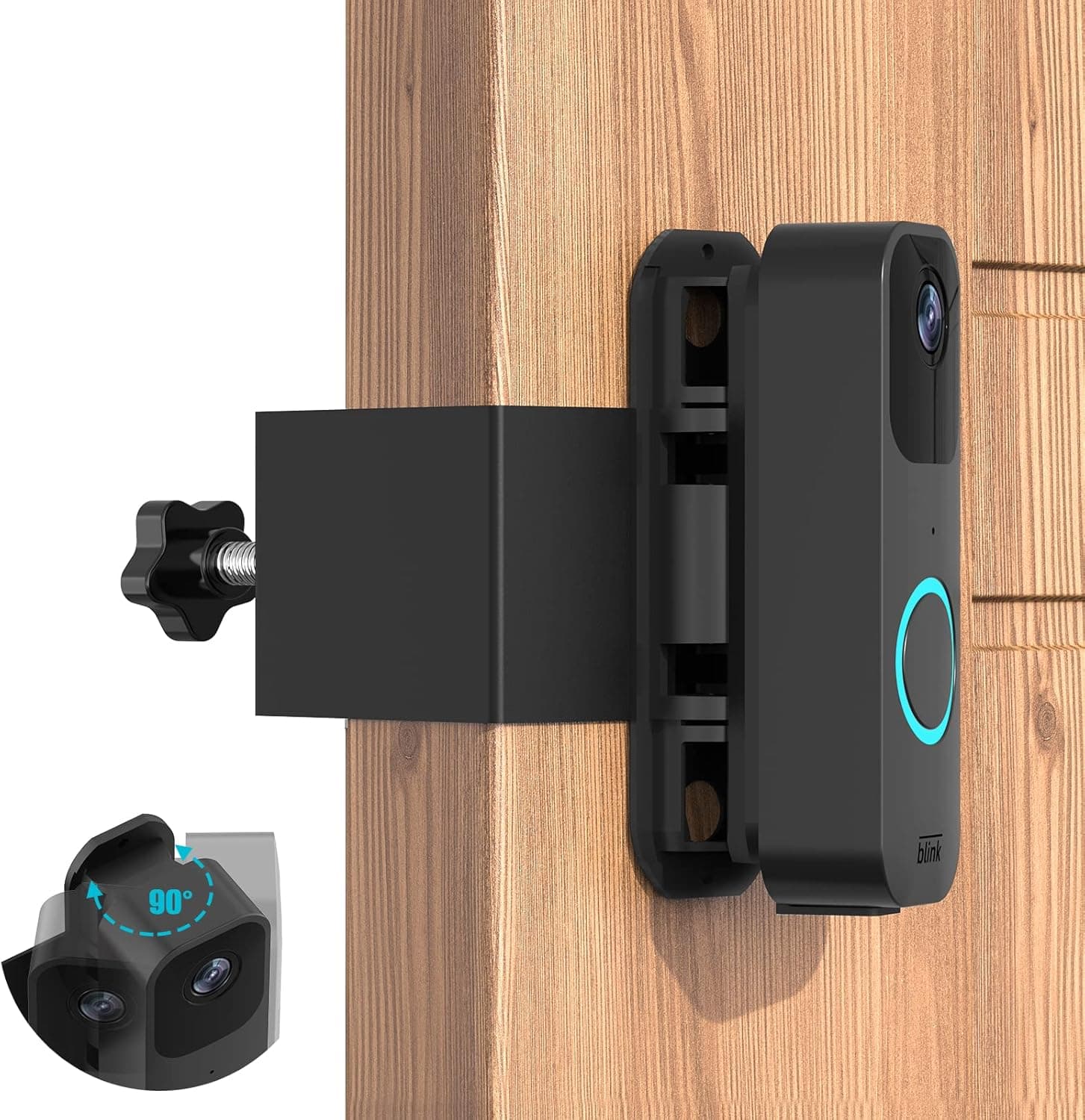 QENSPE Anti Theft Doorbell Mount for Blink, No Drill, Adjustable 45 to 135 Degree Doorbell Camera Angle Mount for Blink, Video Doorbell Bracket Mount for Apartment, No Rust, Not Block Sensor (Black)