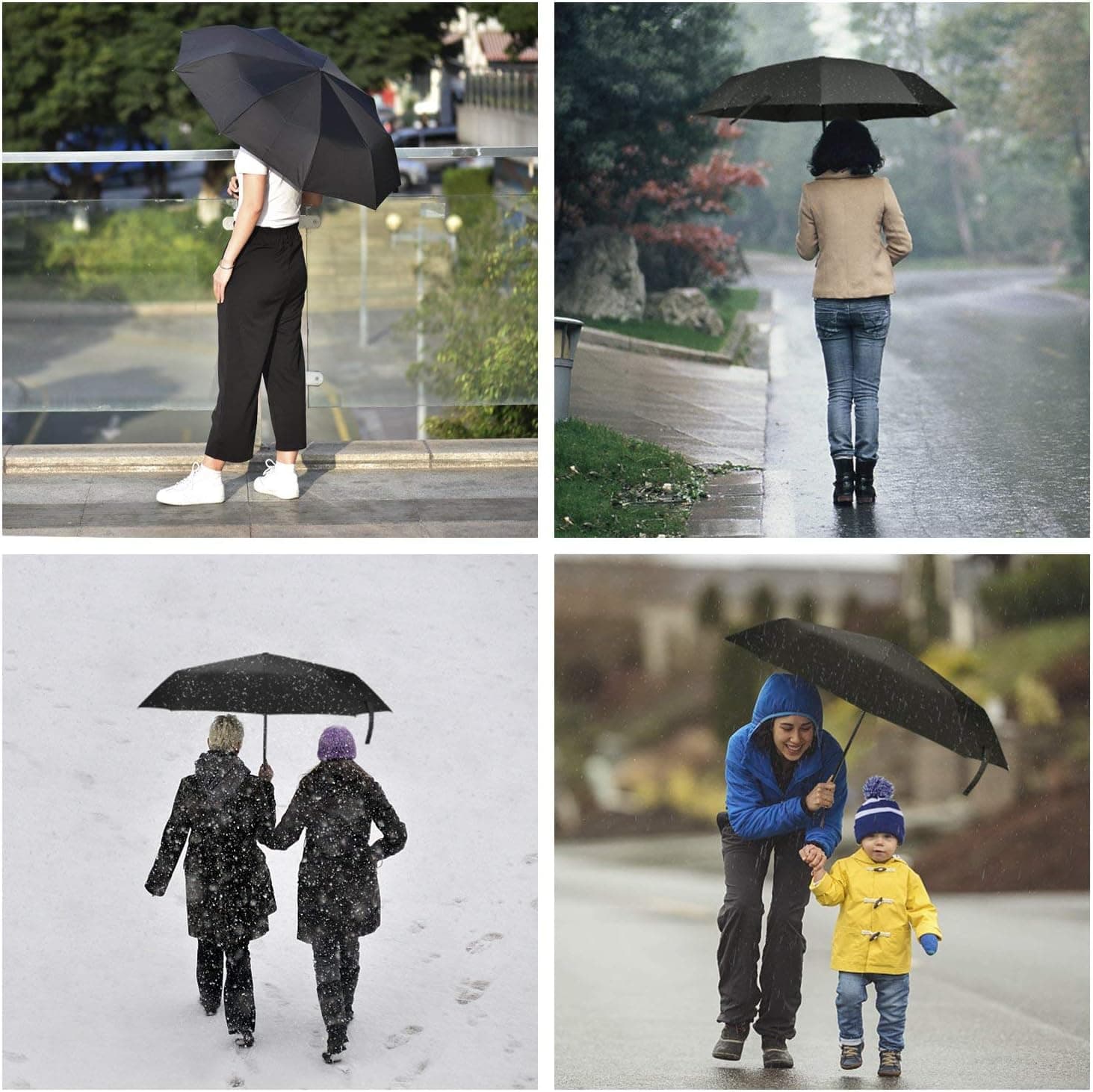 Travel Umbrella Windproof Compact Folding Umbrella Portable Auto Open Close Mini Lightweight Sun&Rain Umbrella with Teflon Coating