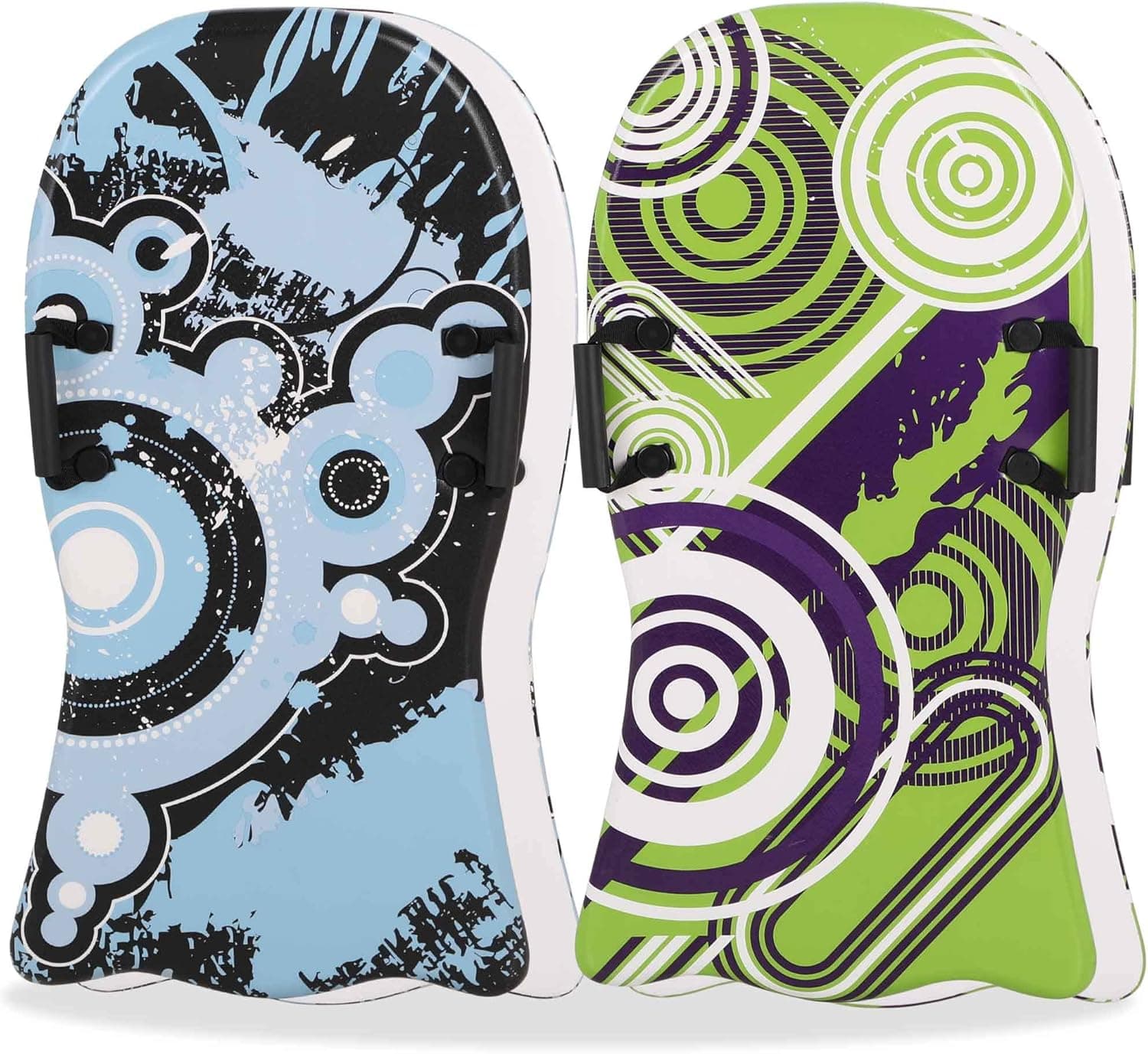 LET'S CAMP 36" - 47" Snow Sled Board, 2-Pack Superior Foam Recreational Snow Sleds for Adults, Ultimate Snowboard with Handles and Pull Rope for Winter Fun