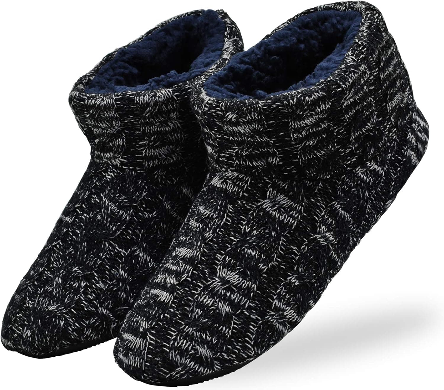 ONCAI Men's Slippers Handmade Woolen Yarn Indoor Slipper Boots Sherpa Lined