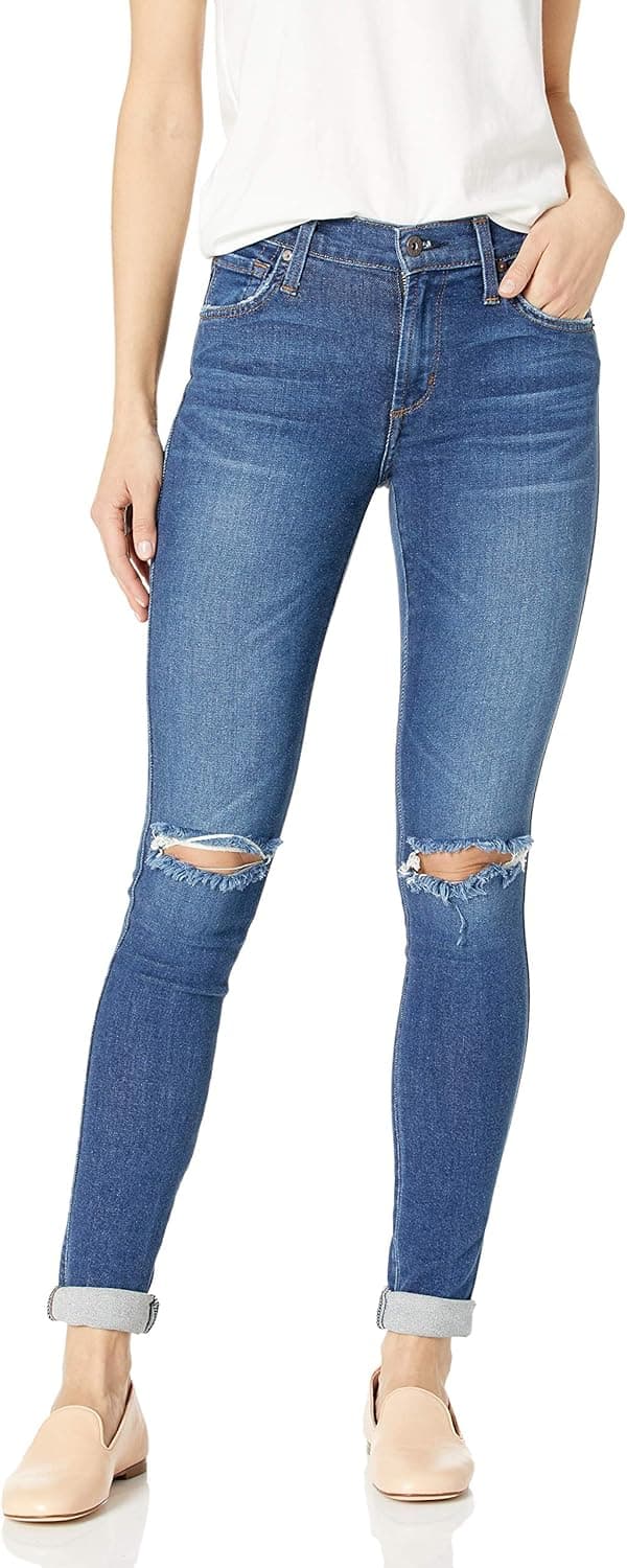 James Jeans Women's Twiggy Mid-Rise Legging Jean with Knee Slits in Victory