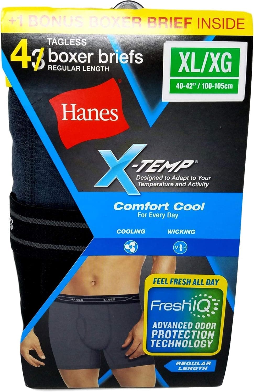 Hanes Men's X-Temp® Comfort Cool® Boxer Brief 4-Pack (Includes 1 Free Bonus Boxer Brief)