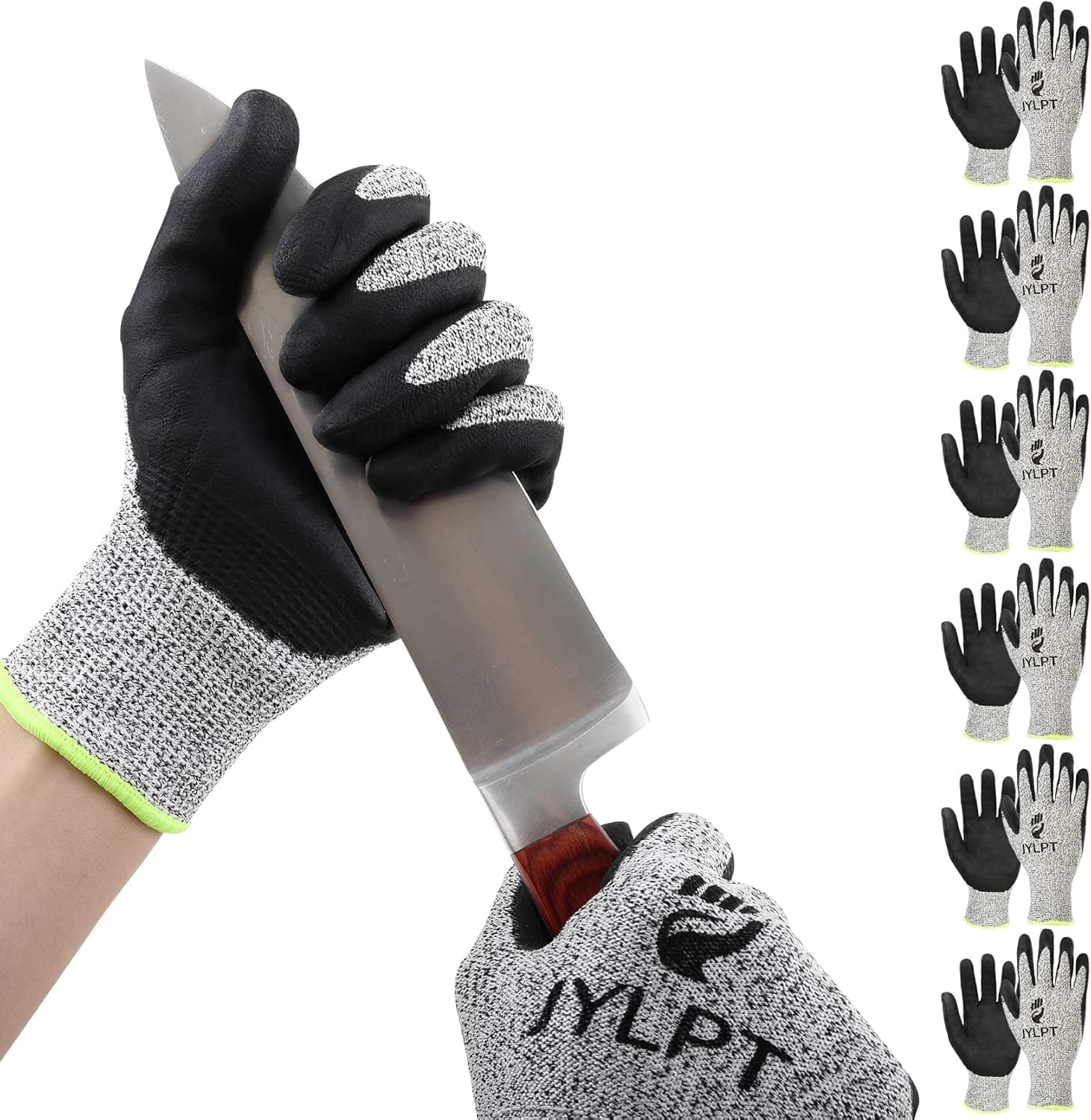 JYLPT Cut Resistant Gloves, Level 5 Protection,3D-Comfort Fit,Power Grip&Super Durable Cut Proof Gloves,Mashine Washable