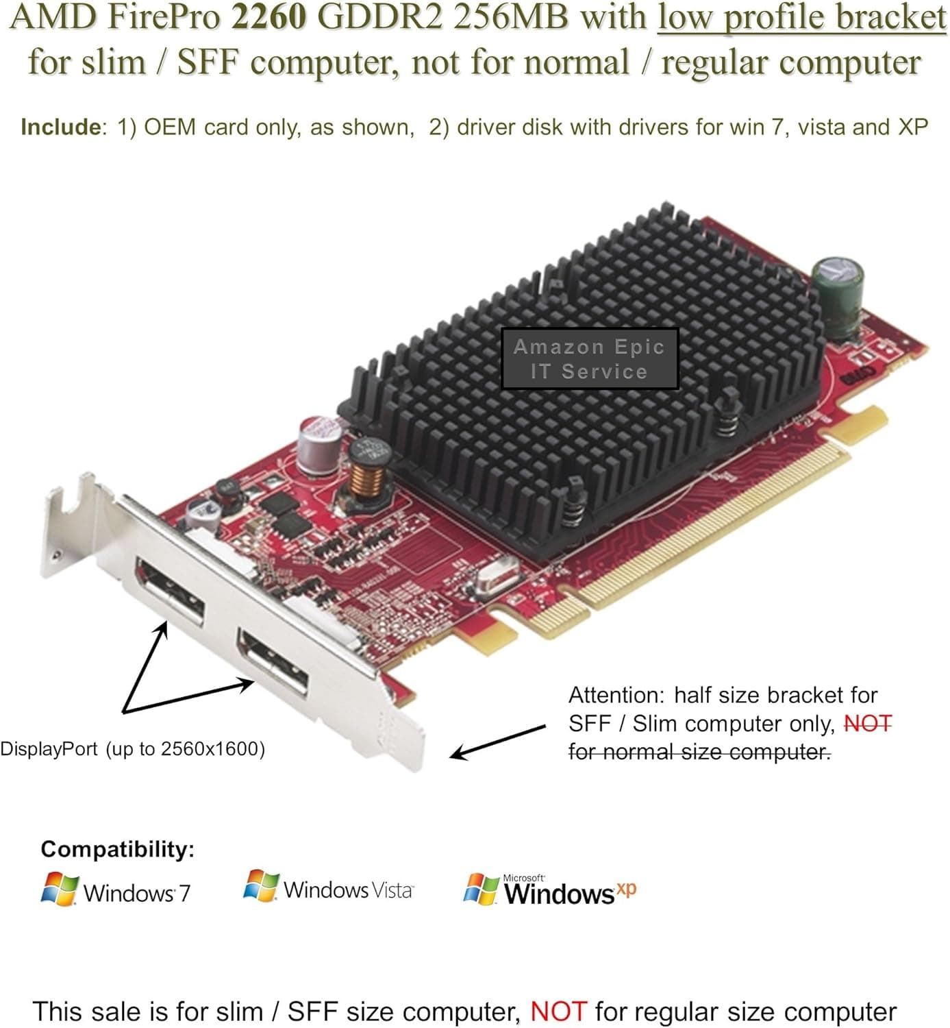New AMD/ATI Firemv 2260 Graphics Card 256MB DDR2 SDRAM PCI Express X16 Green Compliance