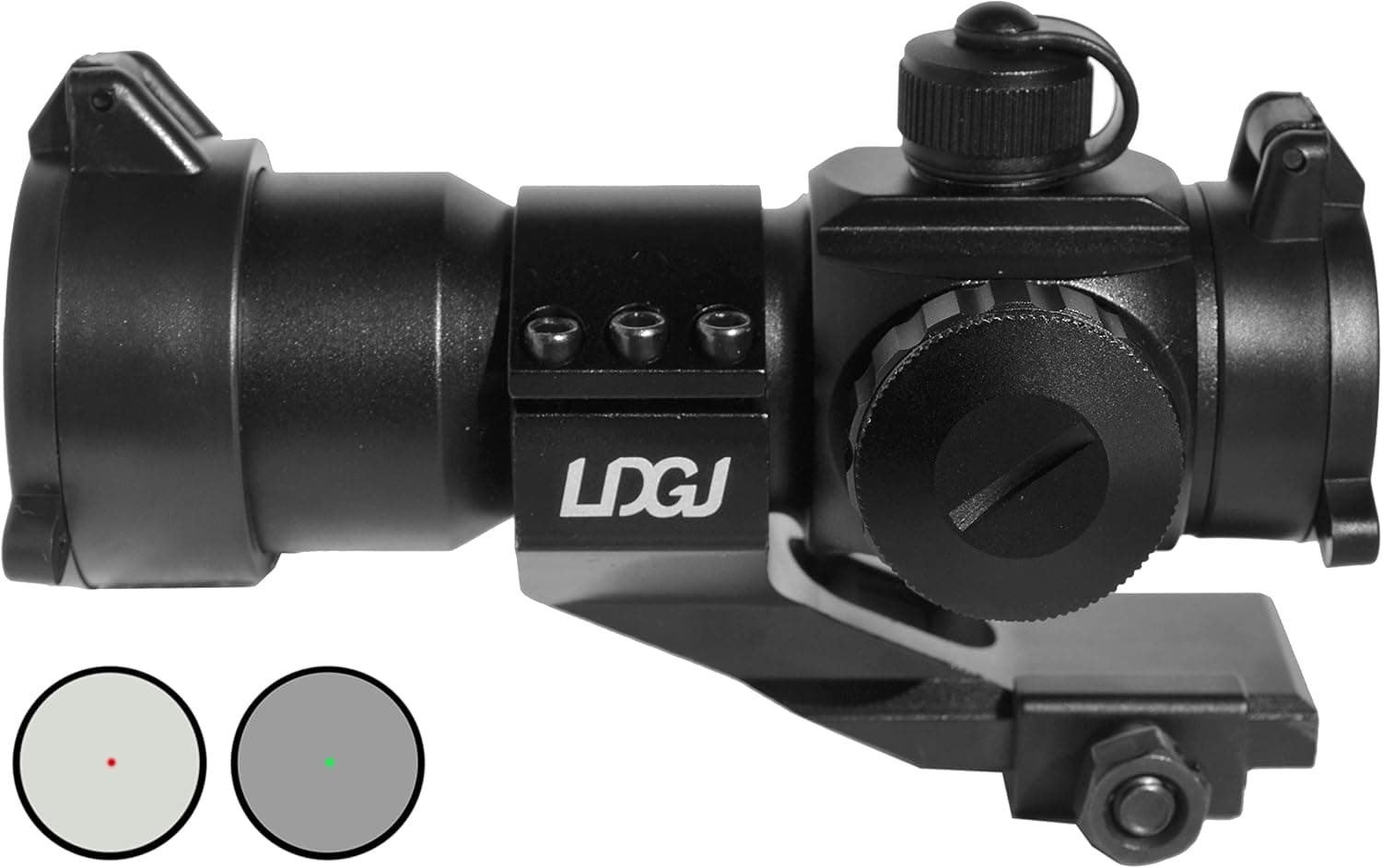 LDGJ Tactical Green & Red Dot Sight/Rifle Scope for Rifles & Shotguns - Includes Picatinny Cantilever Mount Co-Witness with Iron Sights - Coated Optic