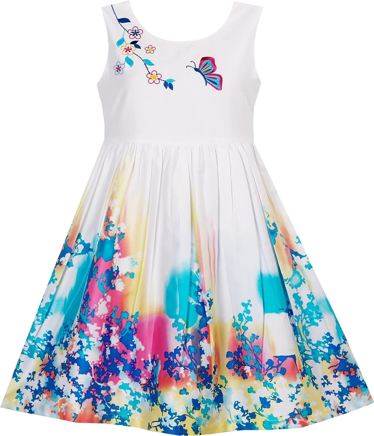 Sunny Fashion Girls Dress Seeking Flower Embroidery Chinese Style