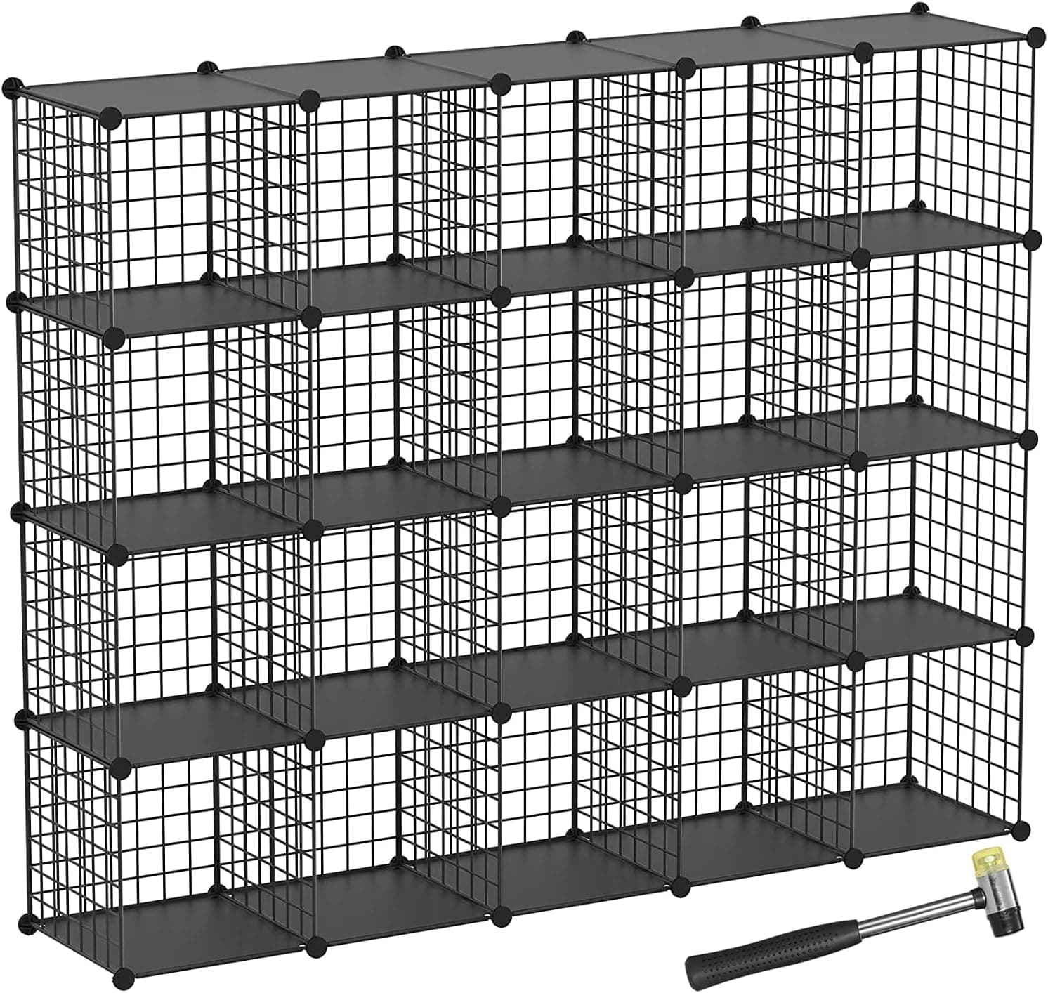 TUMUCUTE Wire Cube Storage Organizer, 20-Cube Metal Storage Shelves Bookshelf, Stackable Modular Closet Organizer for Bedroom Living Room, Office, Storage Shelves