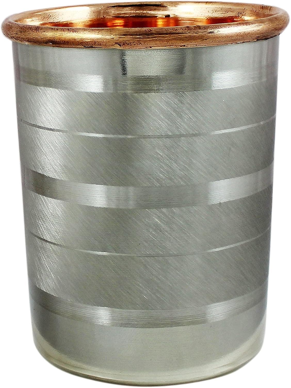 SKAVIJ Pure Copper Stainless Steel Water Glass Handmade Double Wall Drinking Glass for Ayurveda Health Benefit capacity 11 Oz