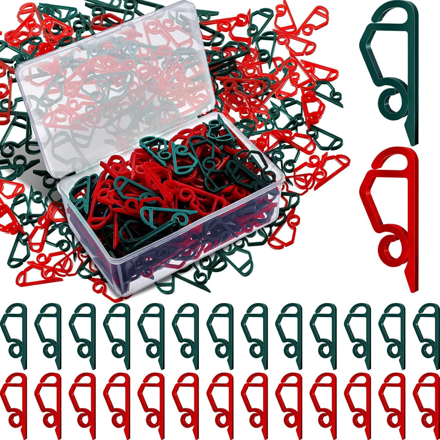 Blulu 200 Pieces Christmas Light Clip Outdoor Gutter Hook, Mini Gutter Clips for Hanging Outdoor Lights, Plastic Gutter Light Clips for Party Festival Christmas Xmas Decoration String Lights (Green)