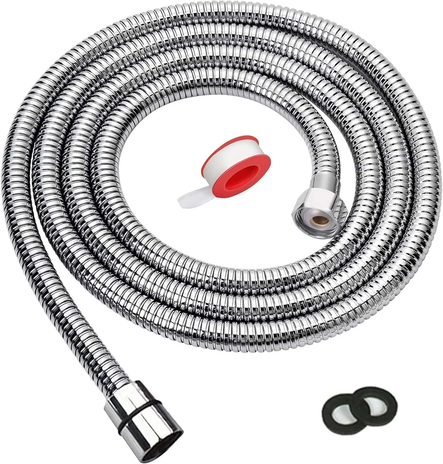 Lanceler 59 Inch Shower Hose for Handheld Showerhead, Kink-Free Flexible Stainless Steel Replacement Showerhead Hose, Brass Insert and Nut-Chrome (59 IN/150 CM)